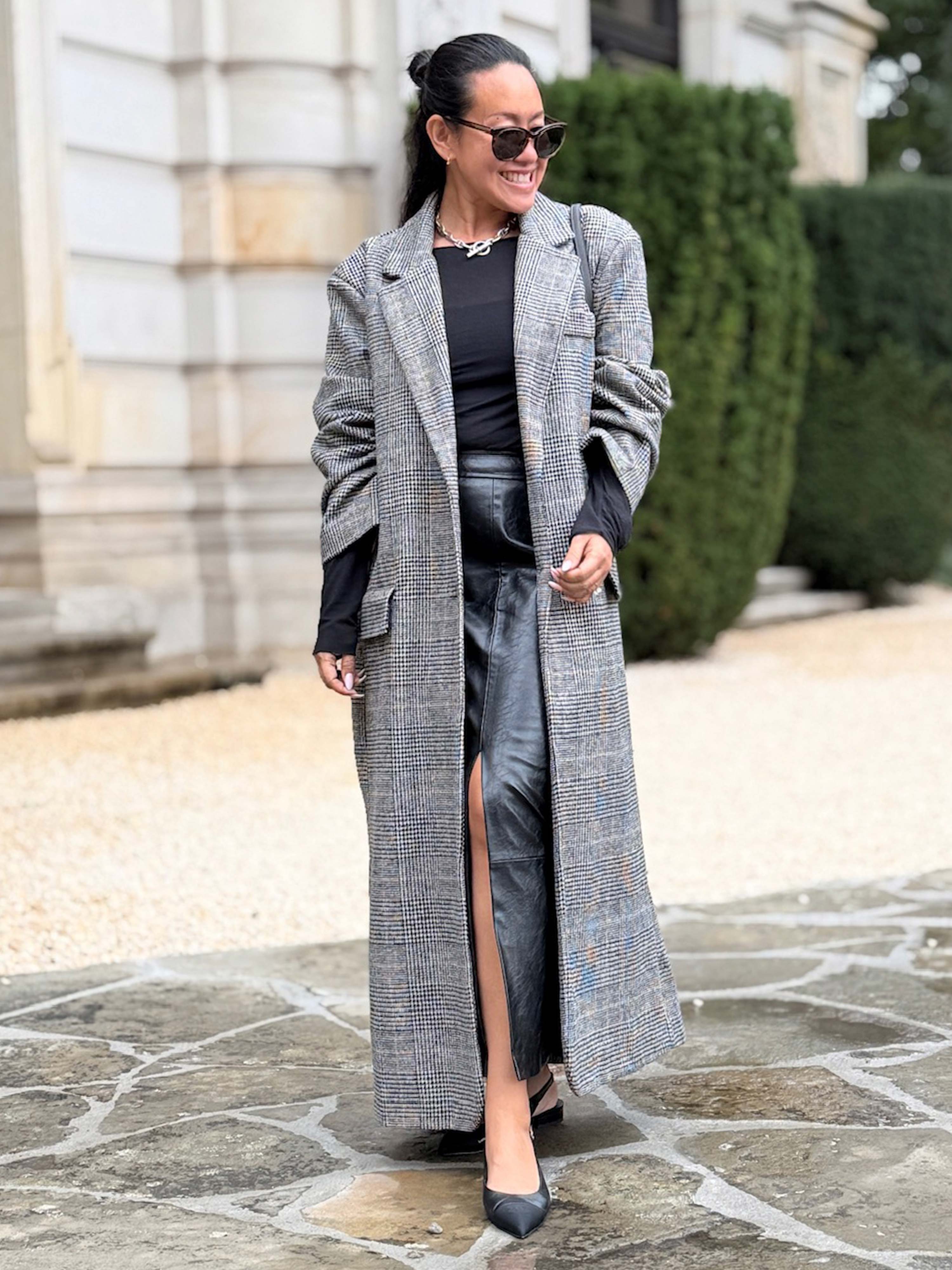 Oversize Blazer Mantel - KARO - Schwarz