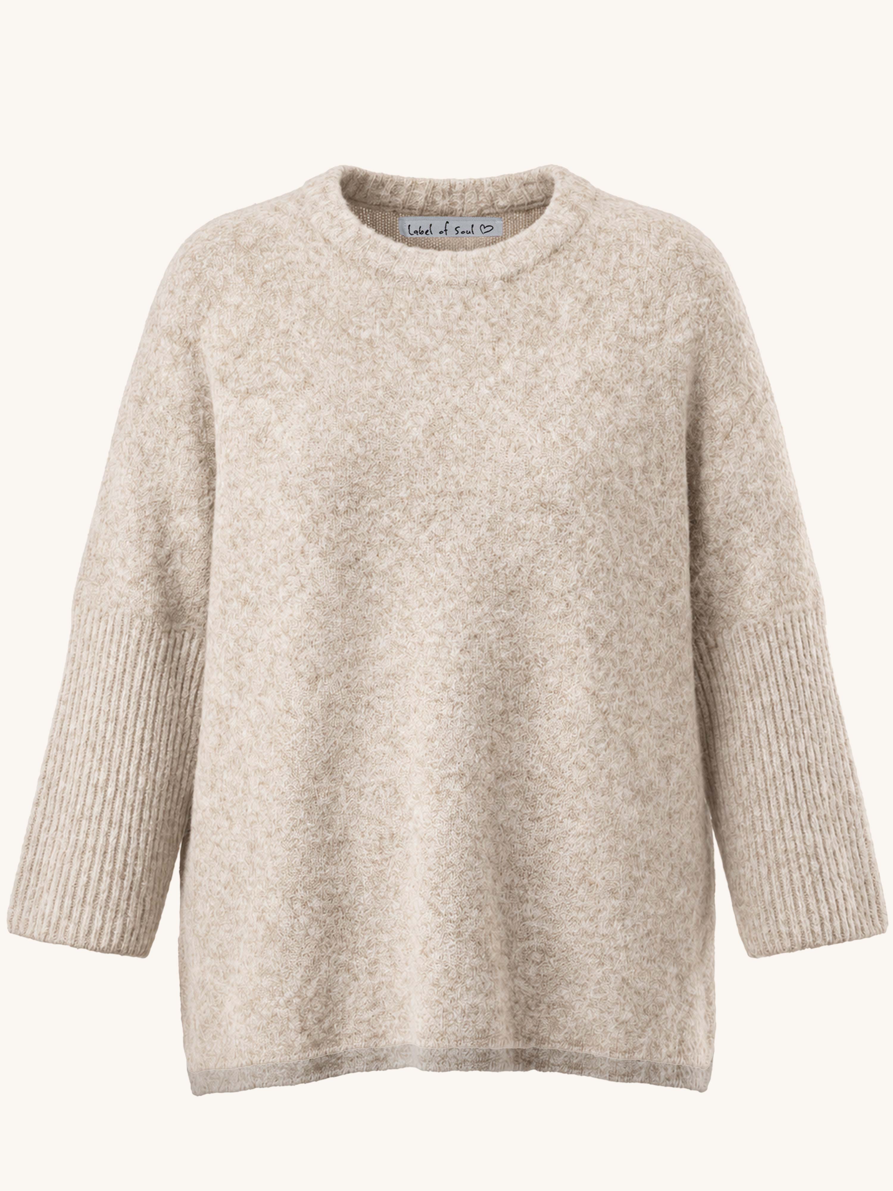 Soft Alpaka Oversize Pullover mit Seitenschlitzen - Oatmeal
