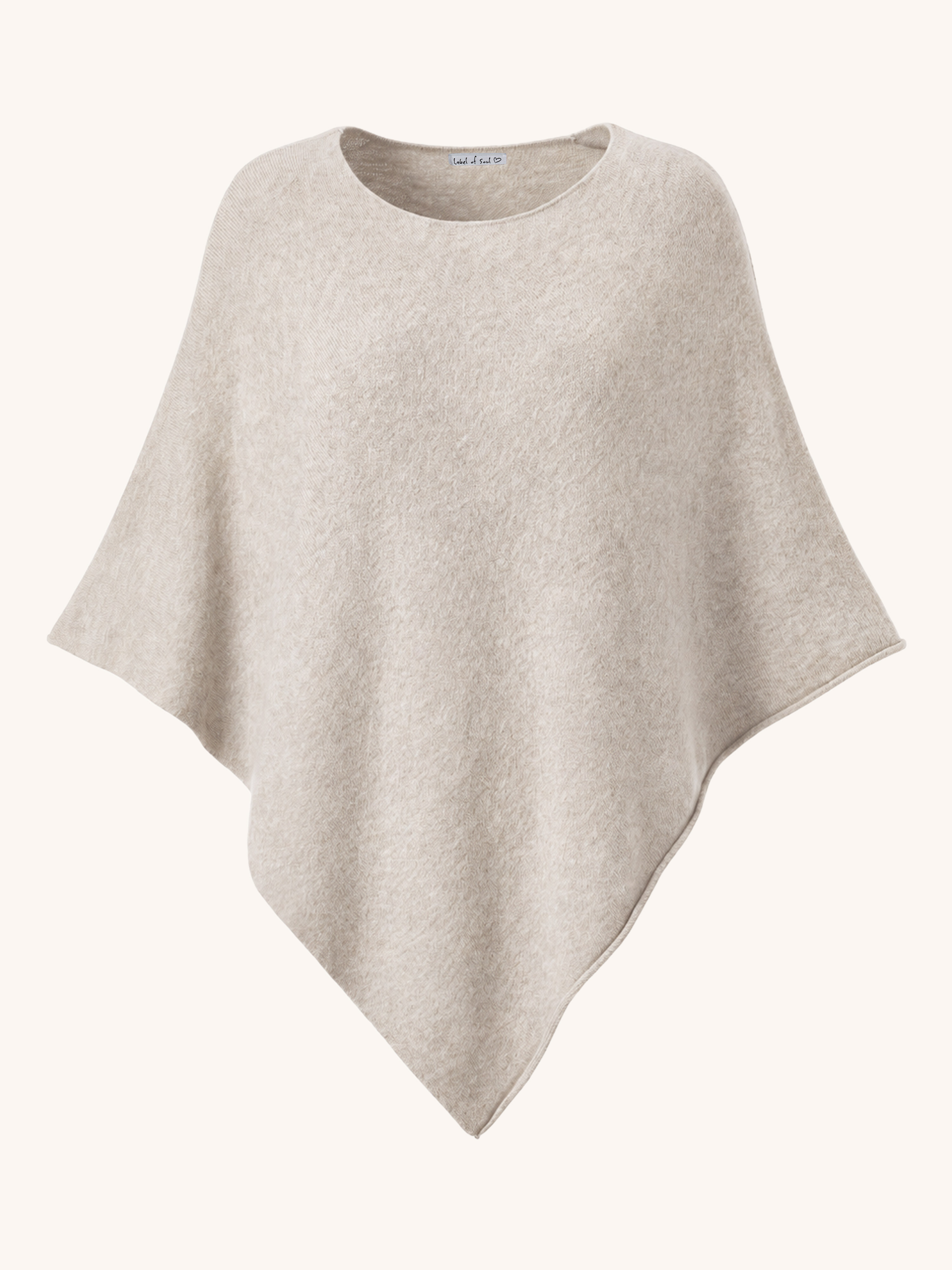 Oversize Viskose Strick Poncho Cape - Oatmeal