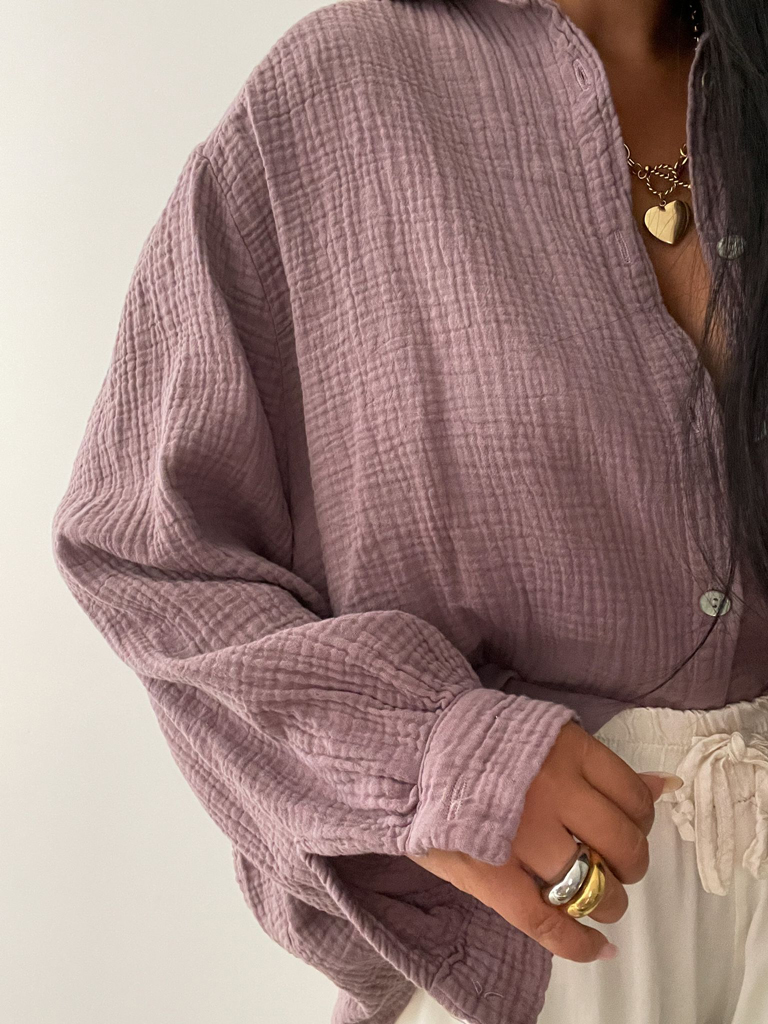 LL00427-Mauve-2 Musselin Oversize Bluse - Mauve