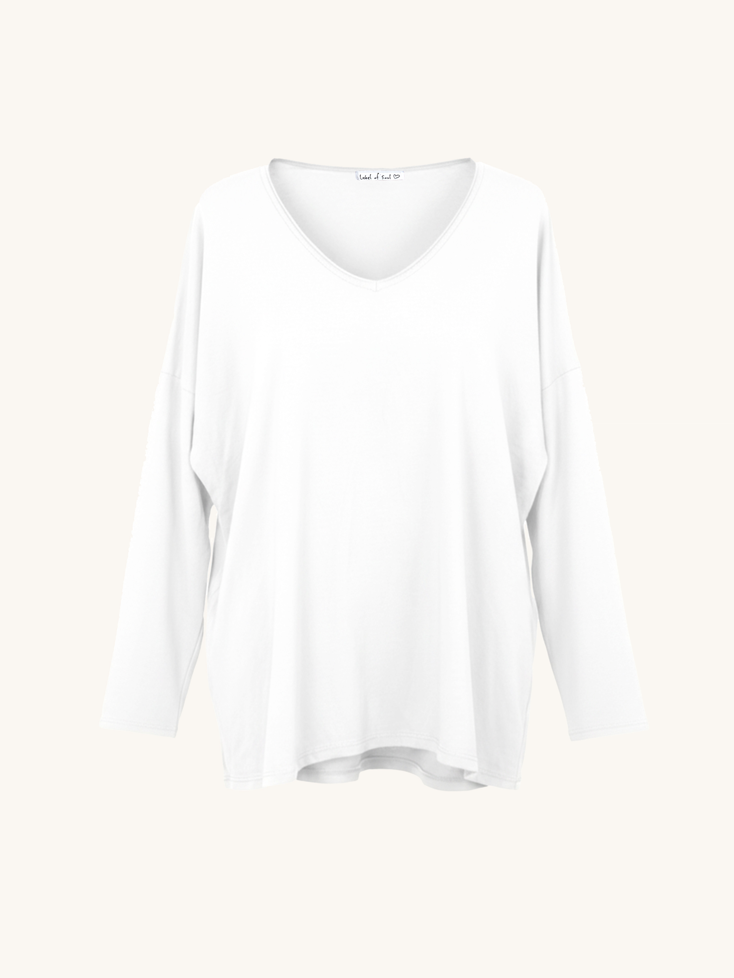 Basic Langarmshirt V-NECK - Weiss