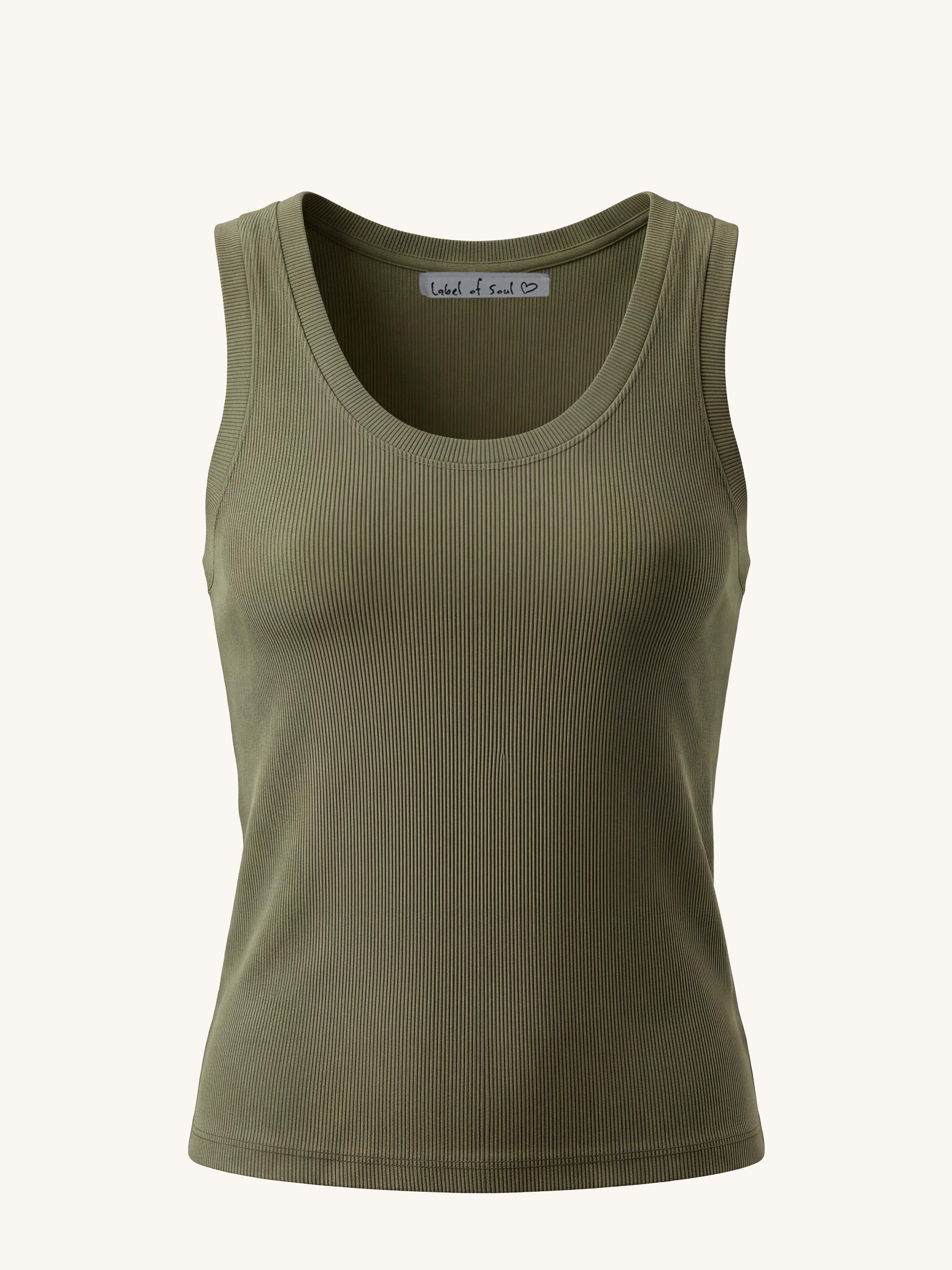 Basic Top mit weitem Ausschnitt - CURVY - Olive