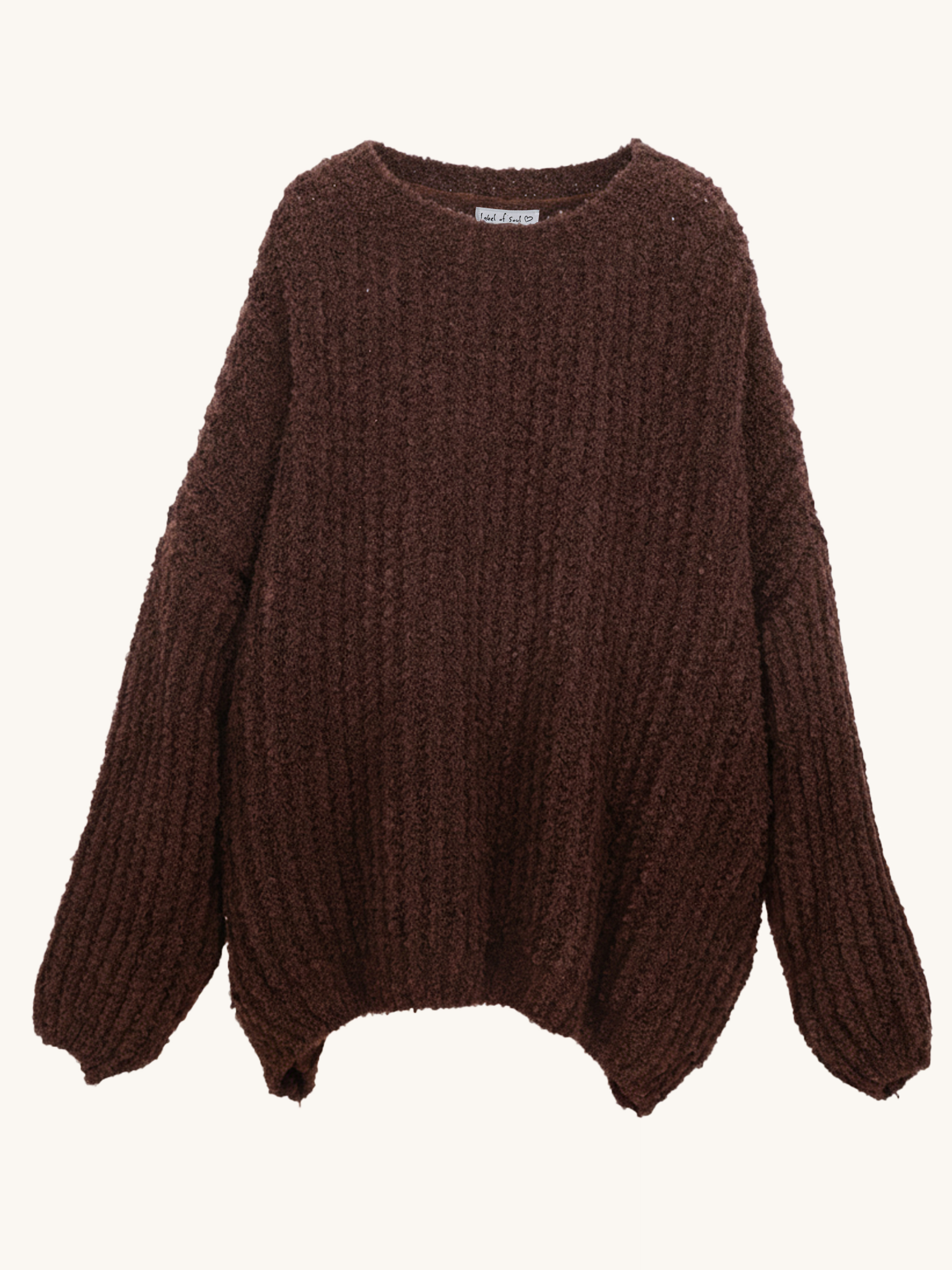 Oversize Bouclé Strickpullover - Schoko