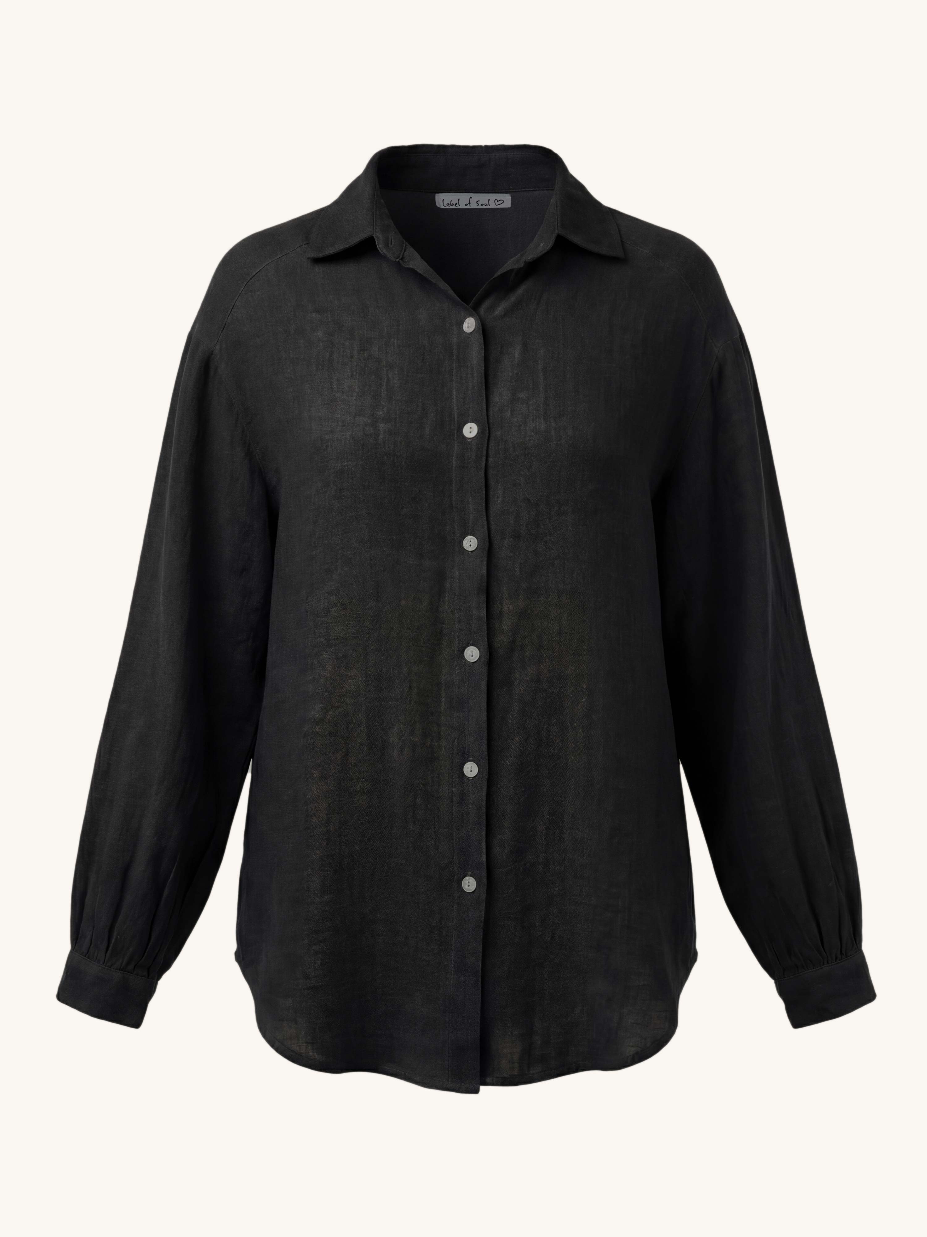 Cotton Midi Oversize Bluse - Schwarz