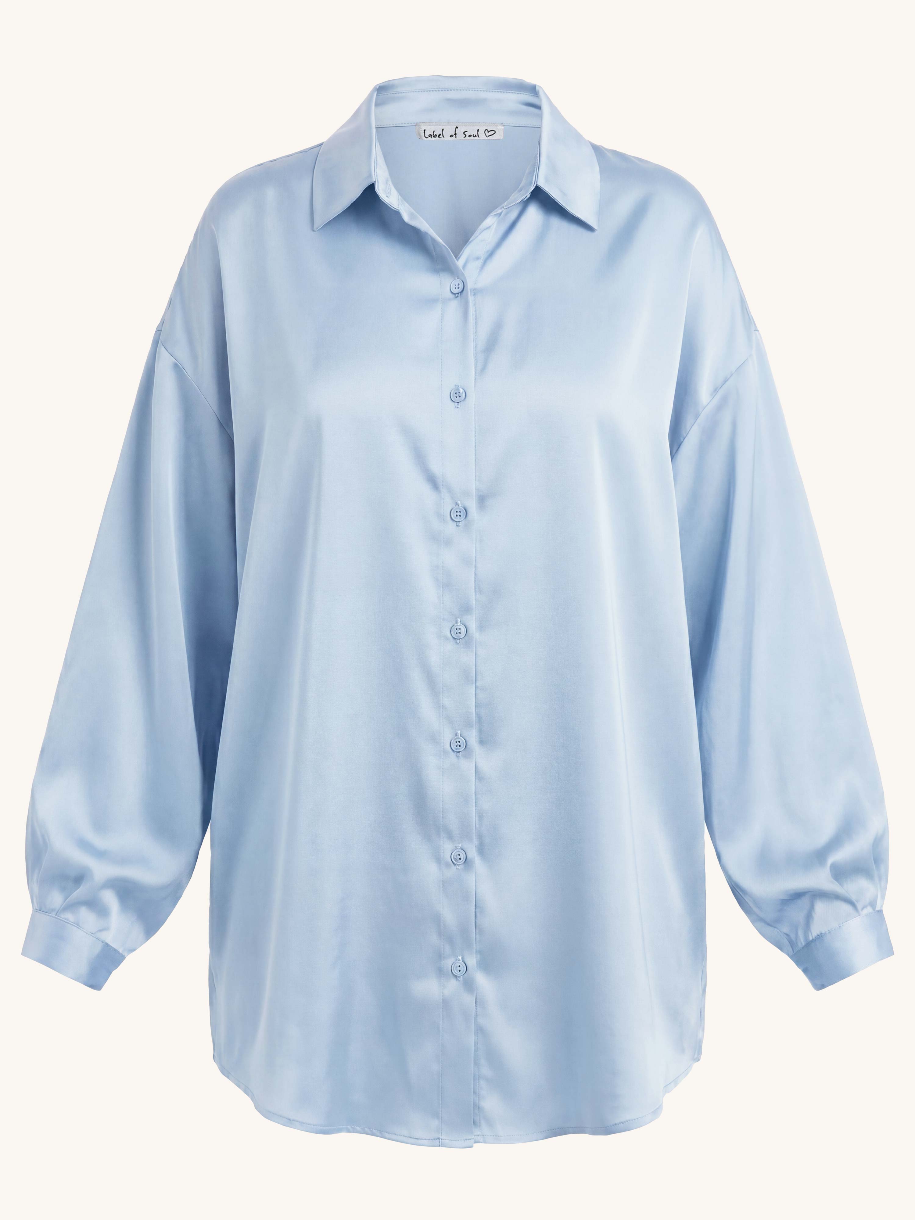 Viskose Long Oversize Bluse - ELEGANCE - Babyblau