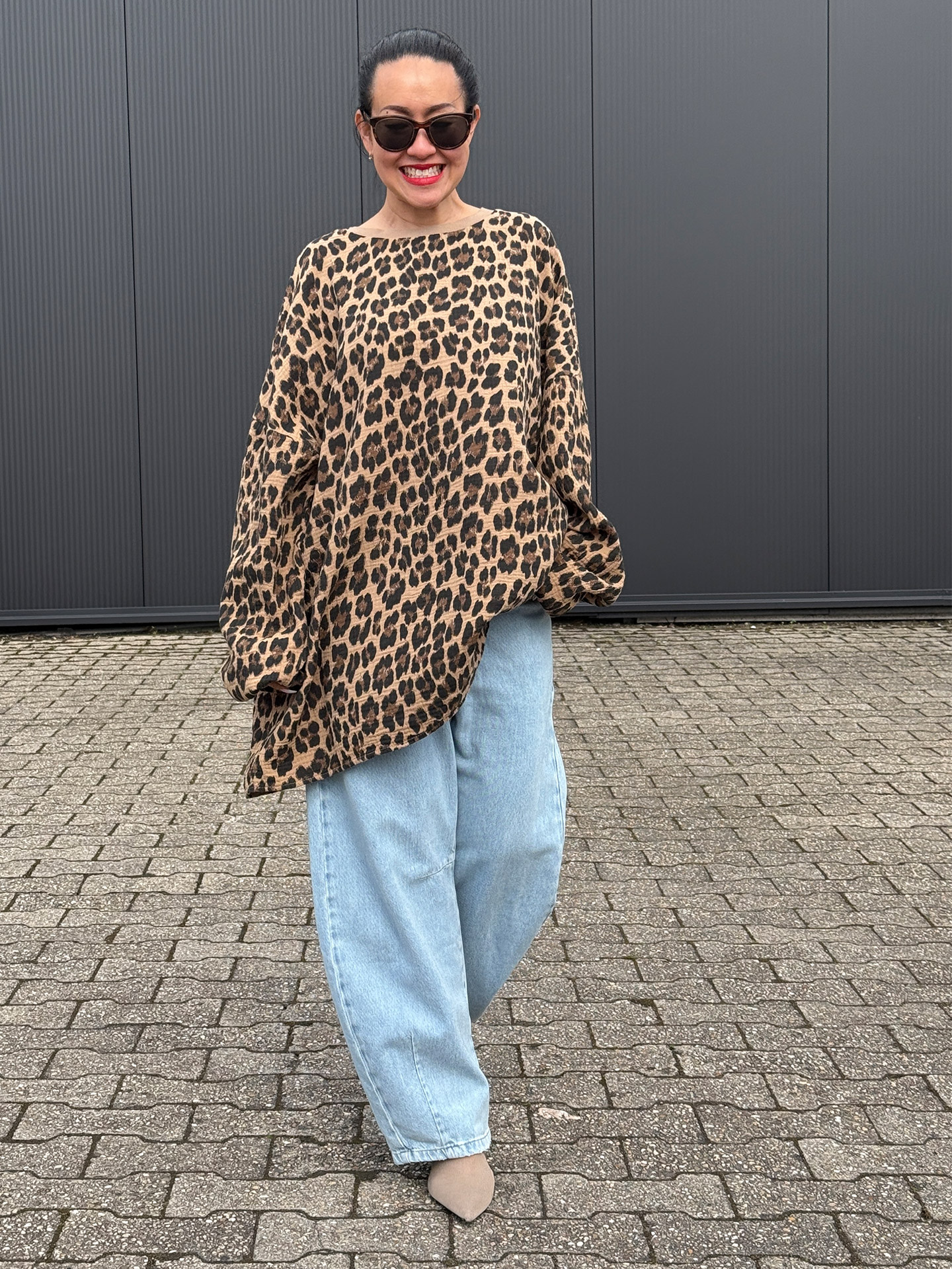 Musselin Oversize Sweatshirt - Leo Camel