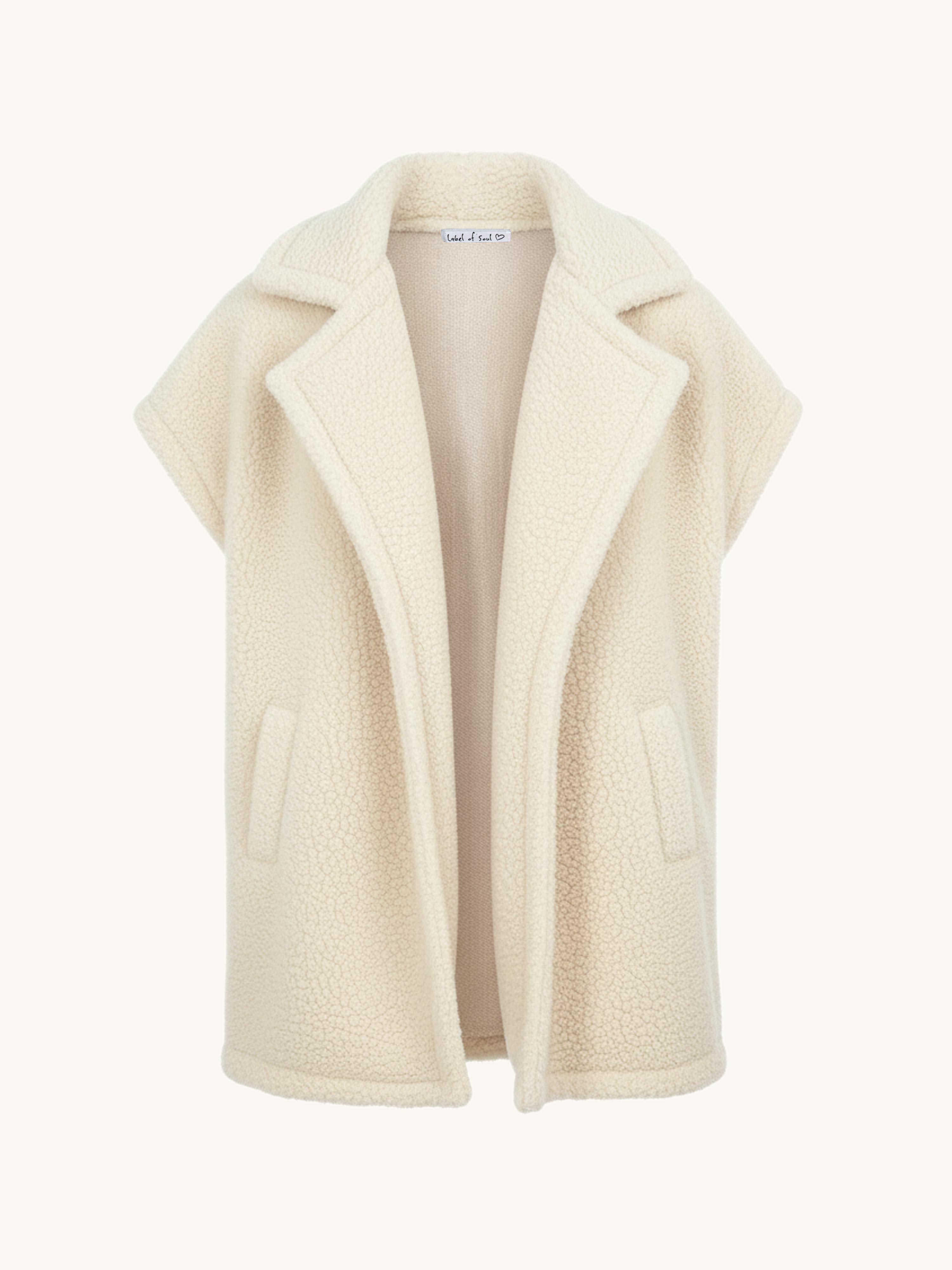 Oversize Teddylook Weste - Vanille