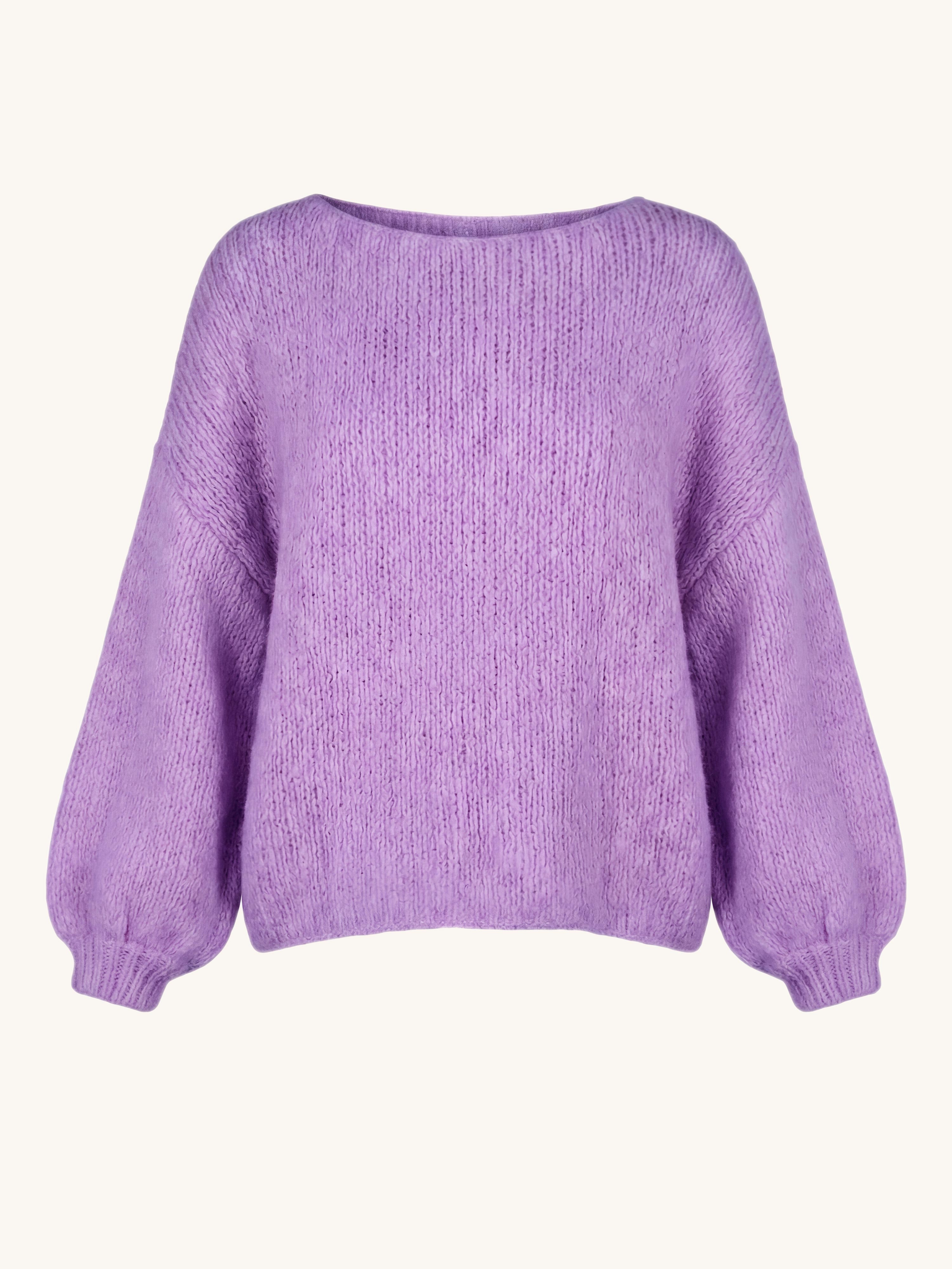 Oversize Cropped Strickpullover - FLAUSCHI - Flieder