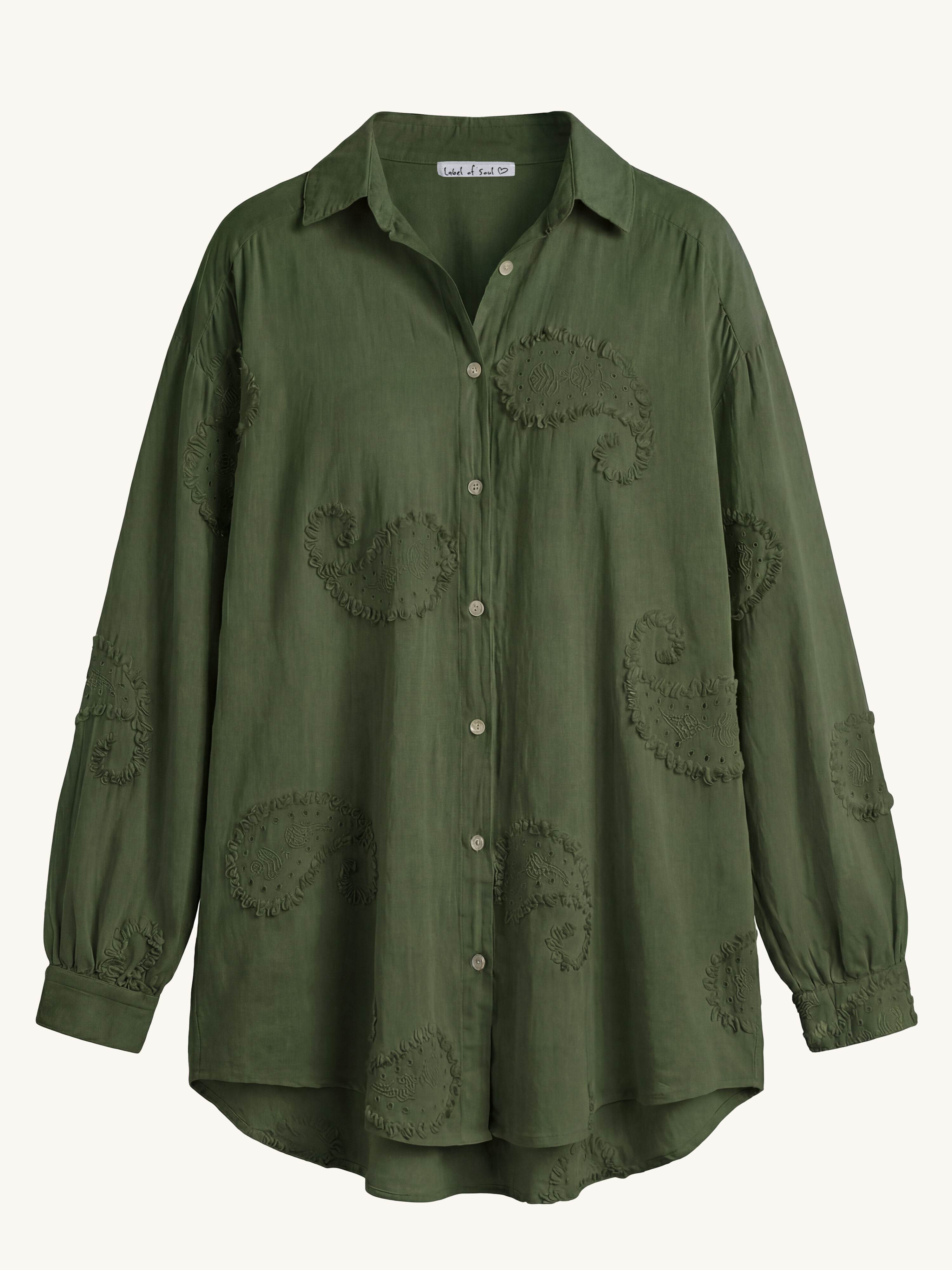 Cotton Oversize Long Bluse - OHANA - Olive