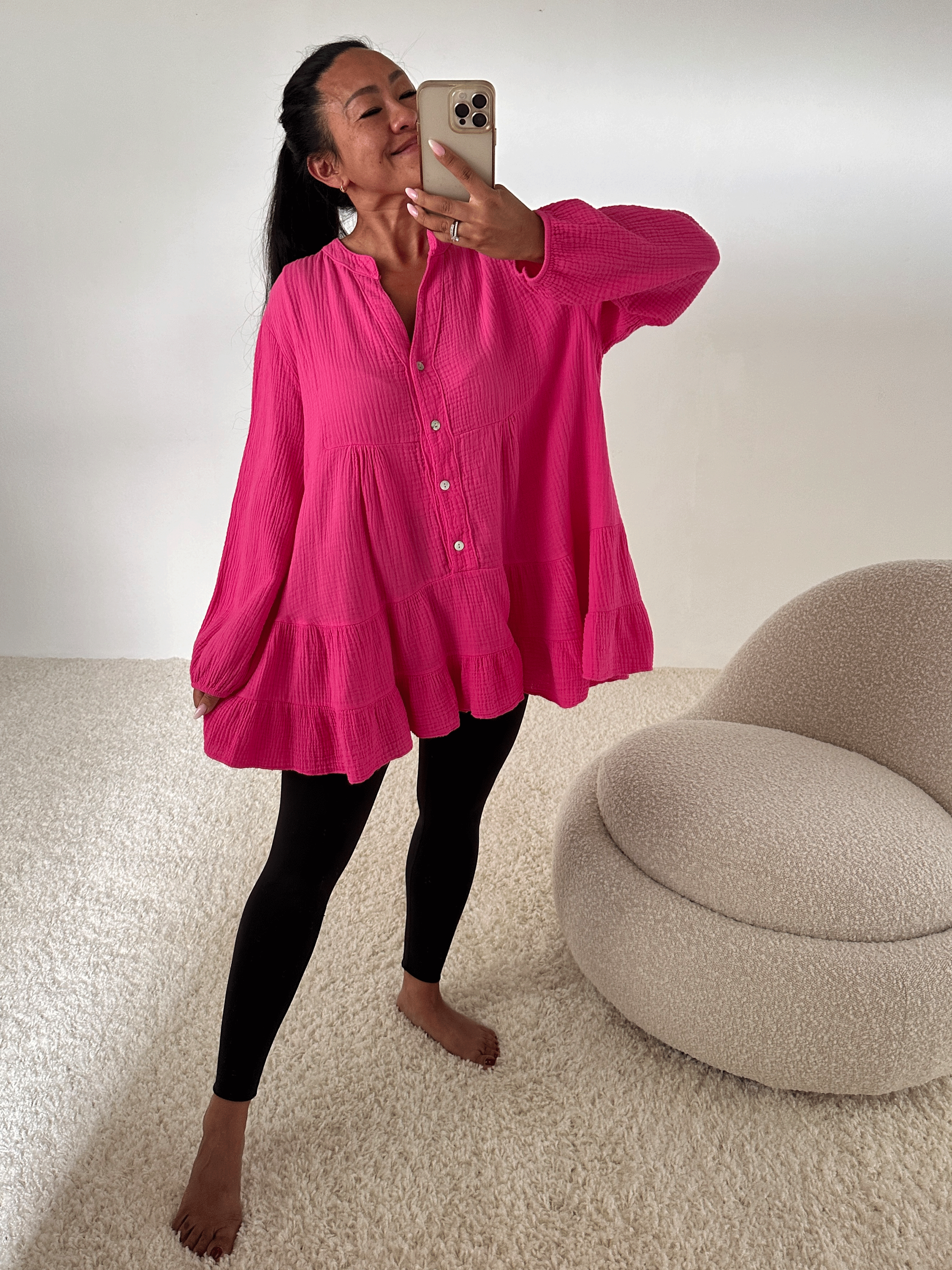 Musselin Oversize Bluse - FAVE - Pink
