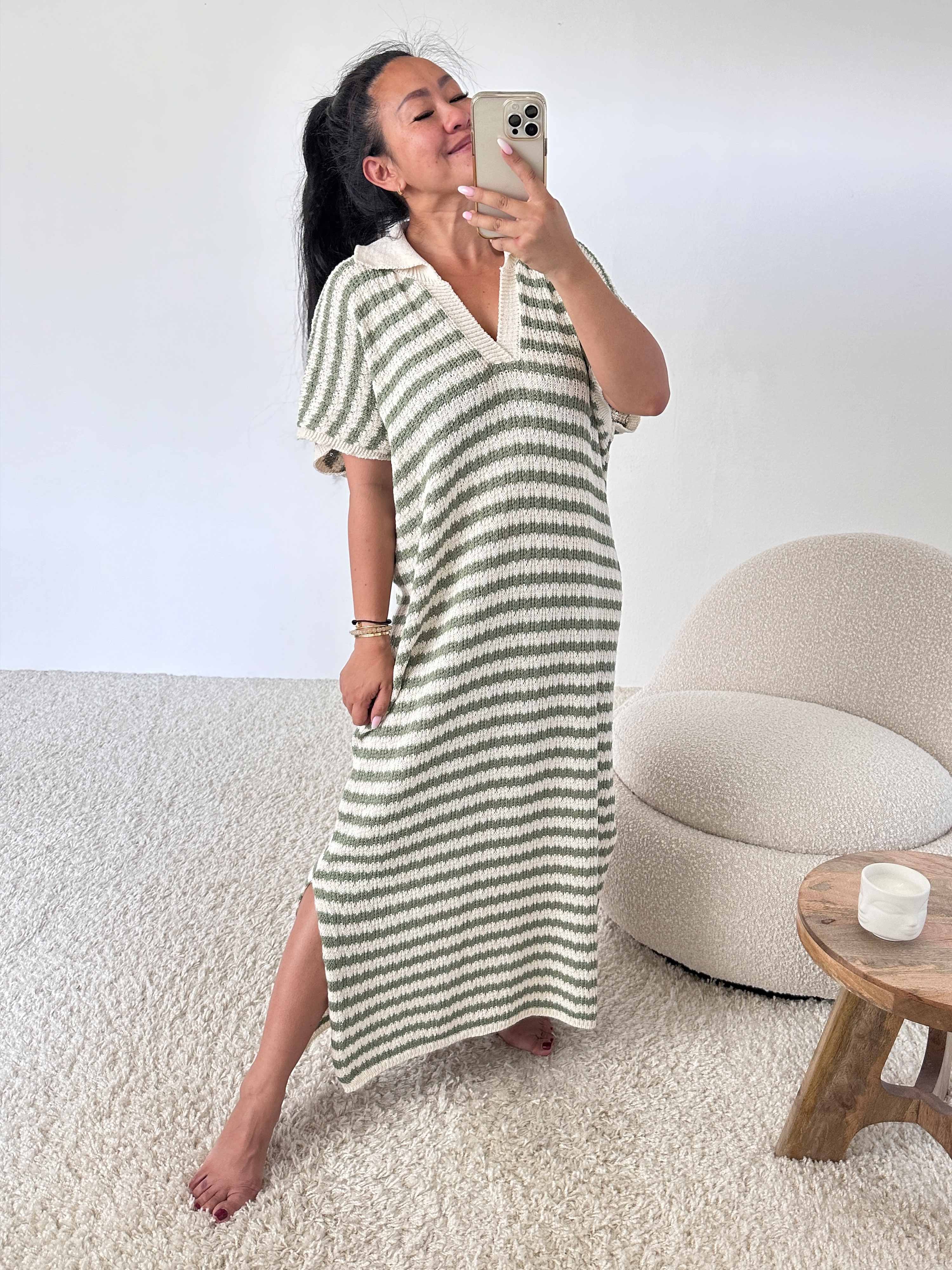Häkelkleid Manacor - ONESIZE - STRIPES Matcha