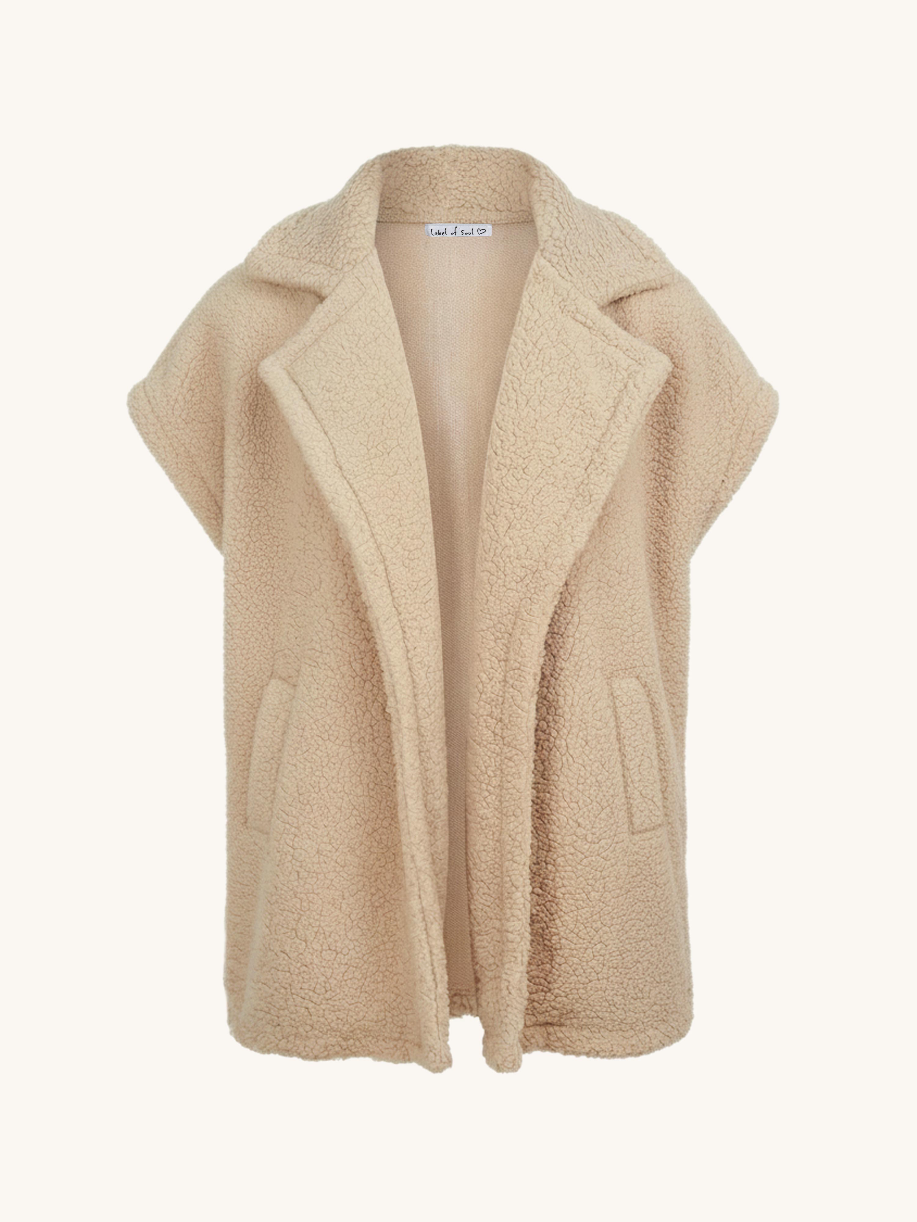Oversize Teddylook Weste - Oatmeal