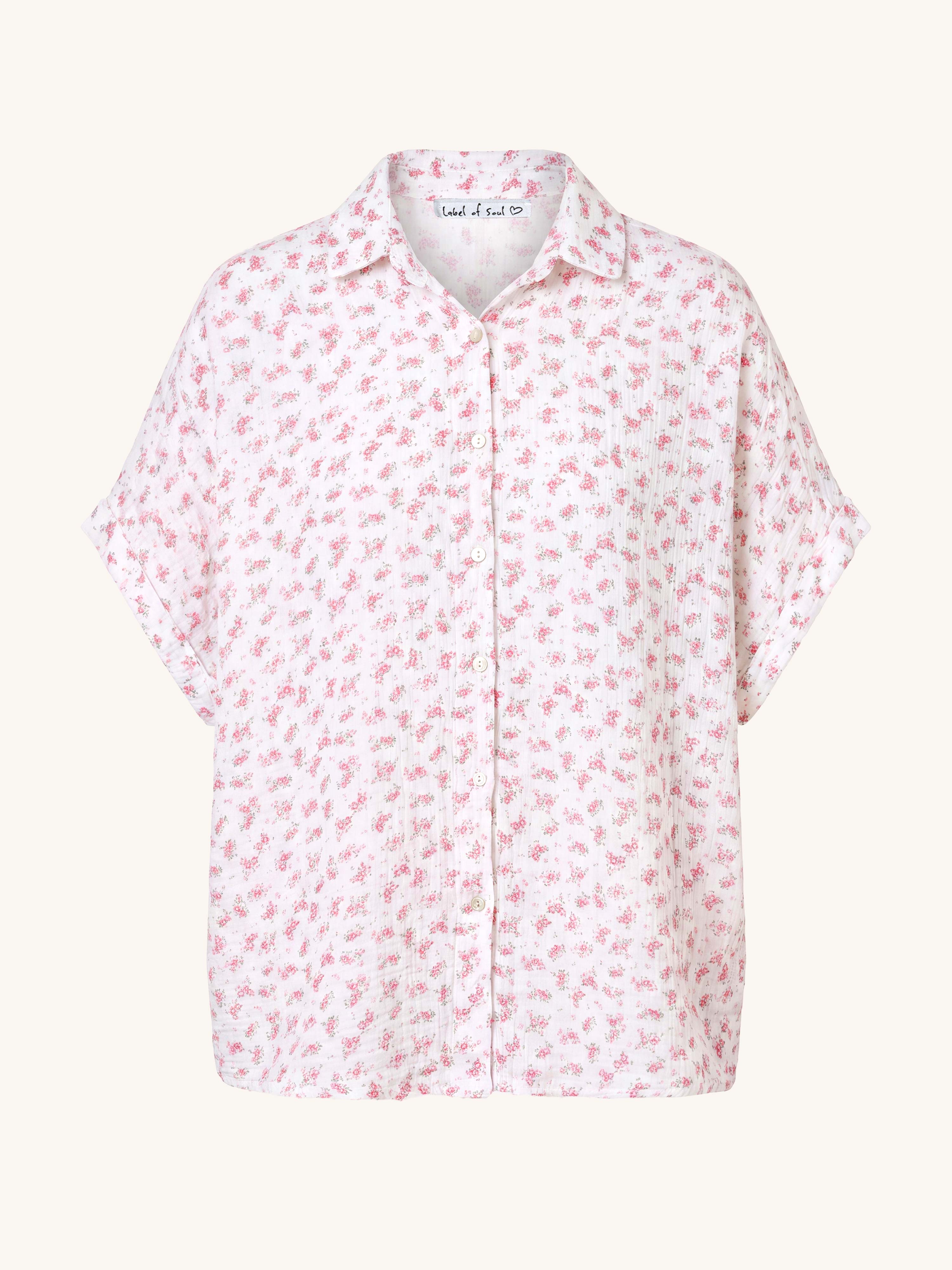 Musselin Oversize Kurzarm Bluse MIDI - Bloomy