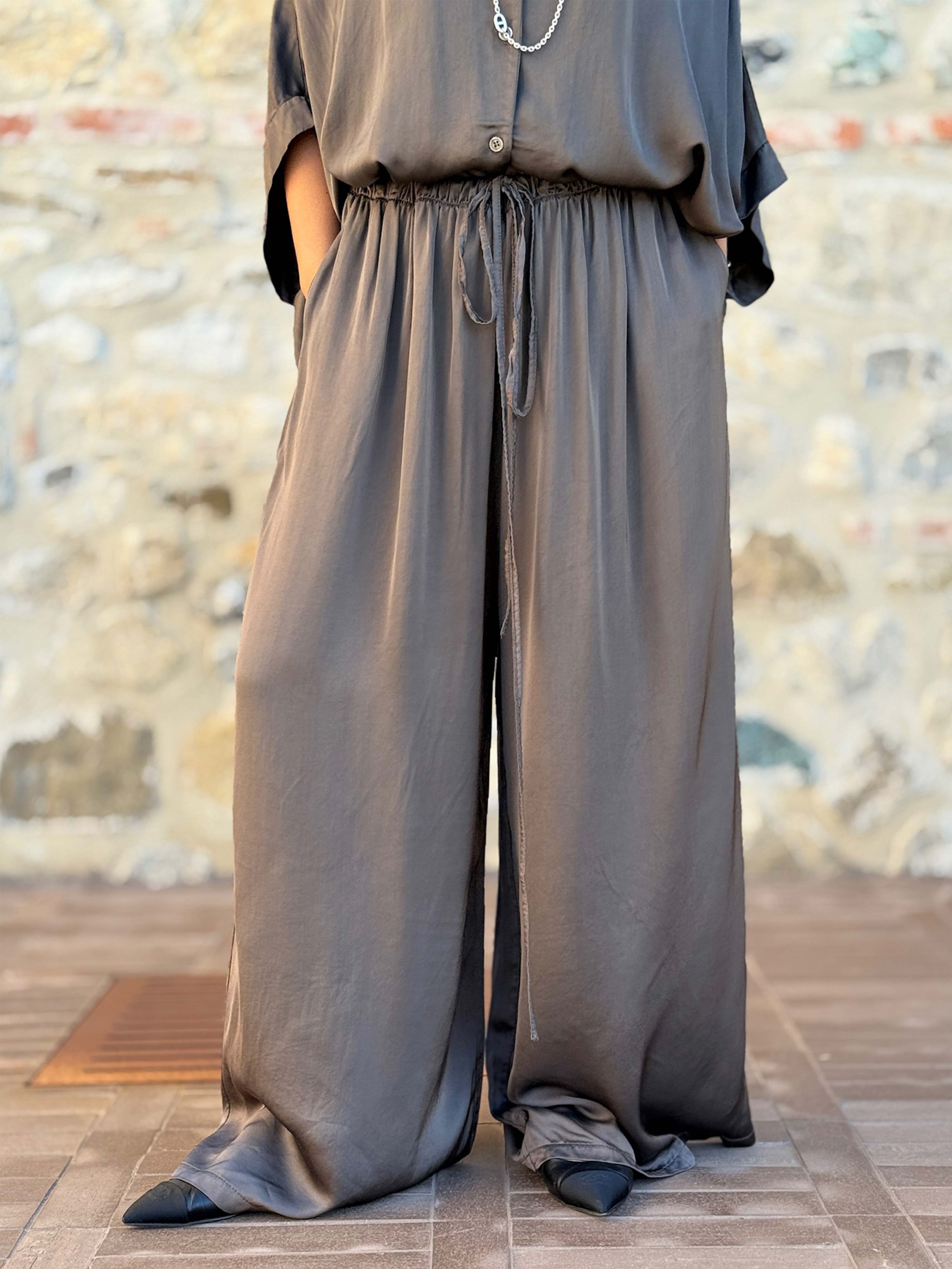 Viskose Palazzo Hose - ELEGANCE - Schoko