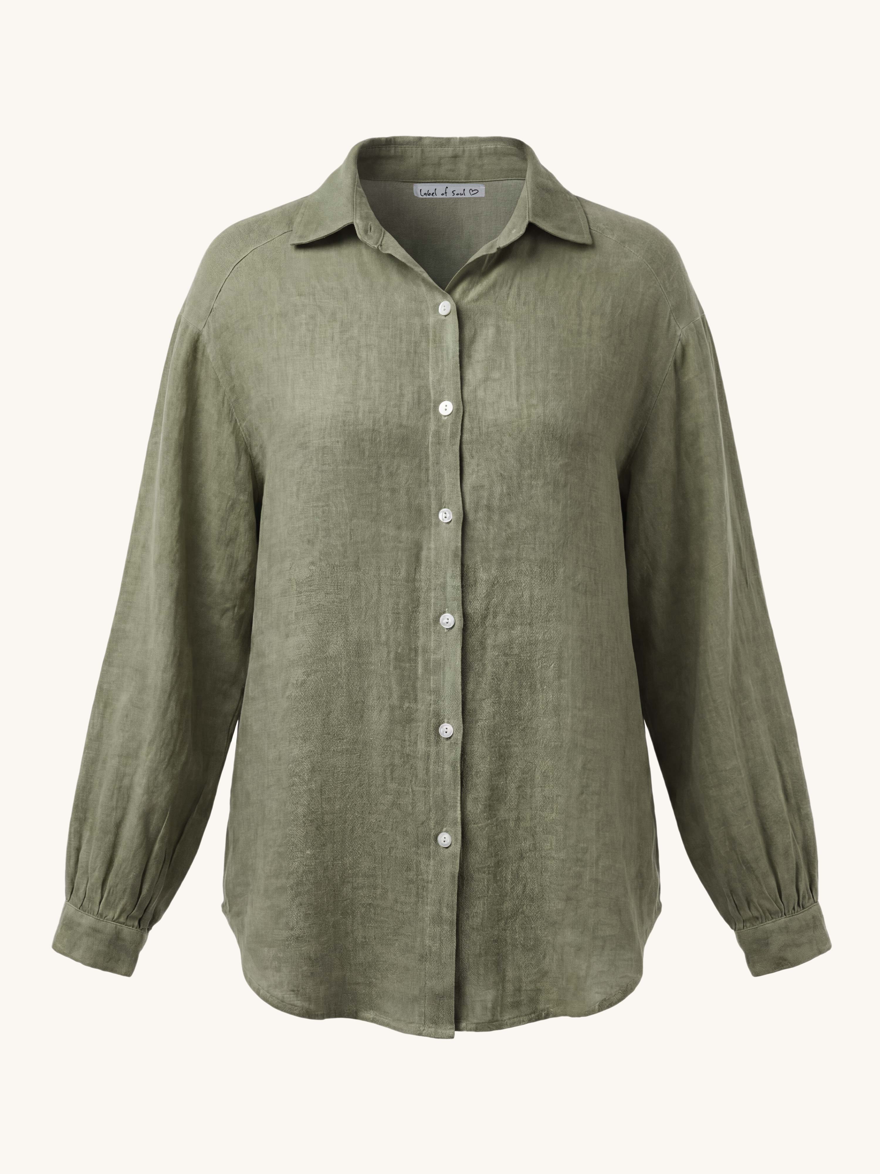 Cotton Midi Oversize Bluse - Matcha