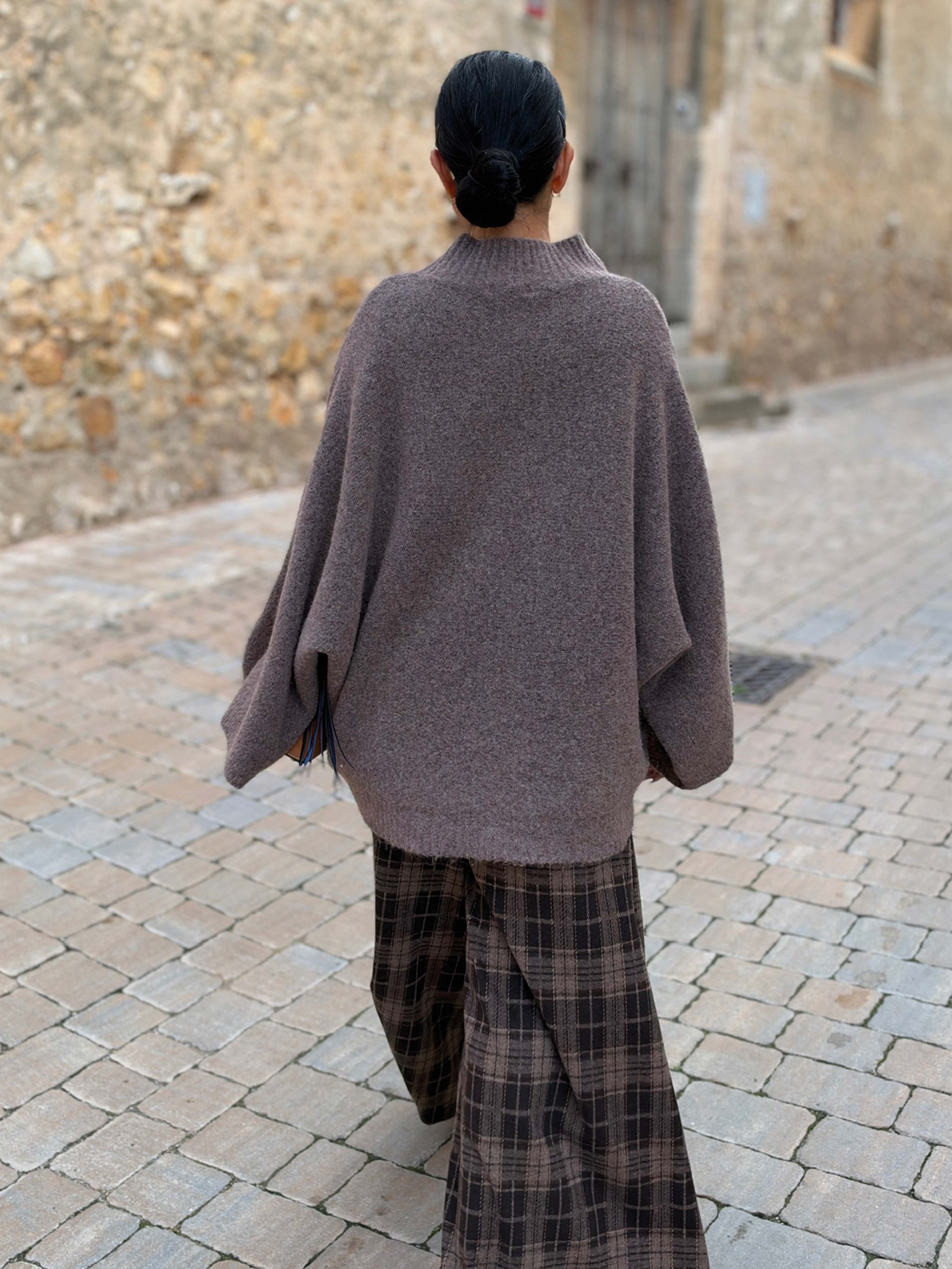 Soft Alpaka Oversize Strickpullover mit Stehkragen - Fango