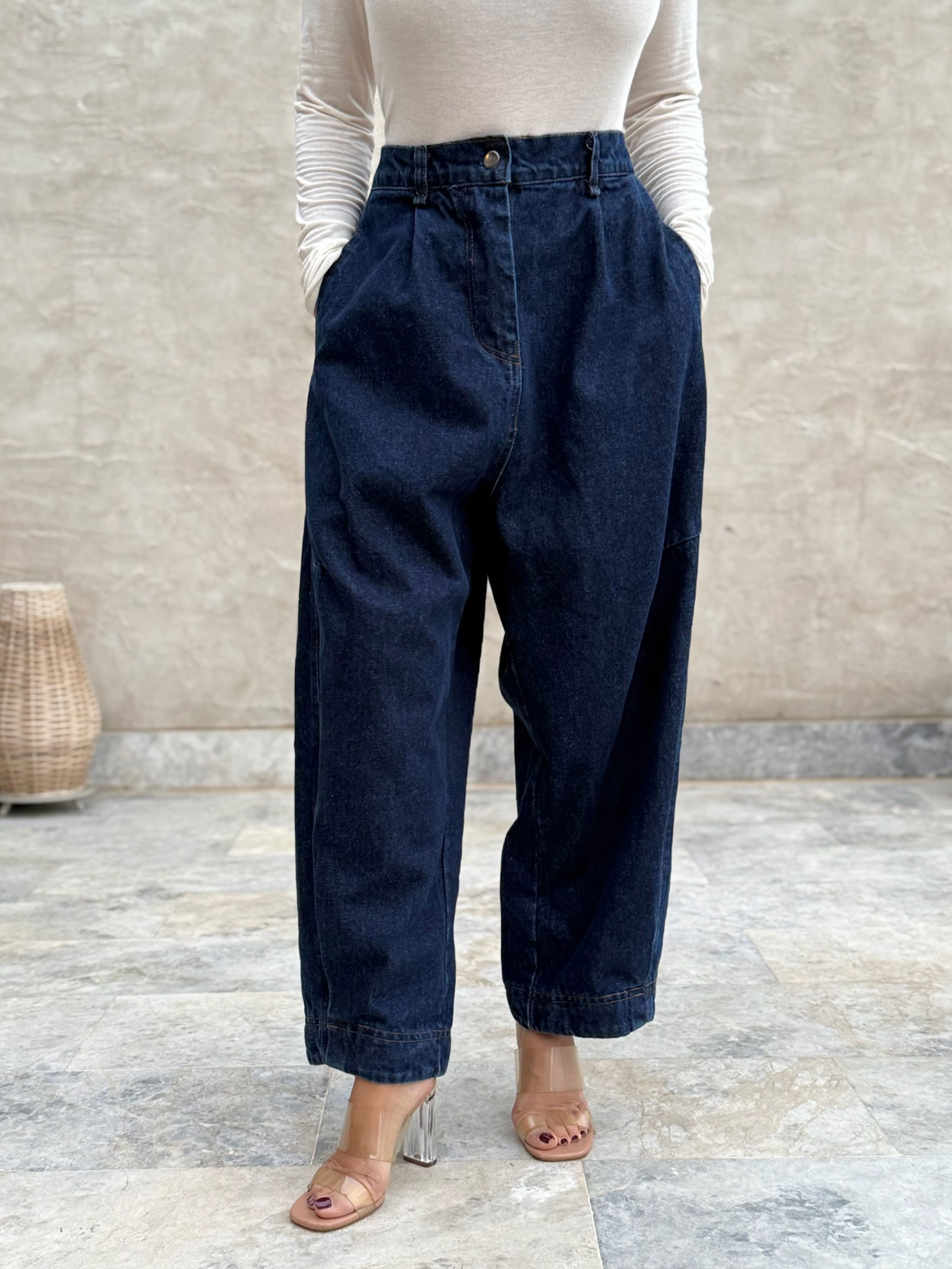 Balloon Jeans Hose - Dark Blue - M