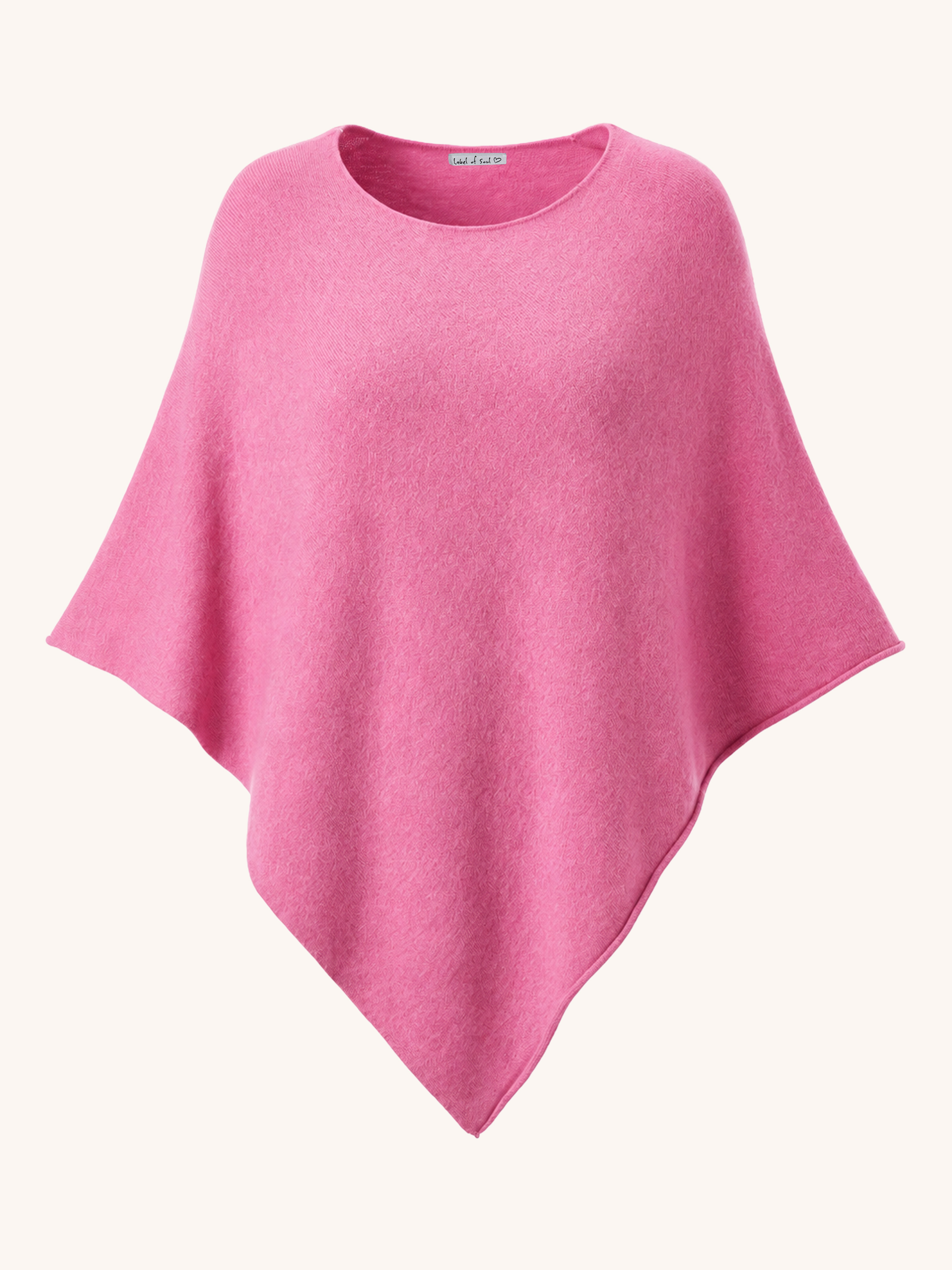 Oversize Viskose Strick Poncho Cape - Berry