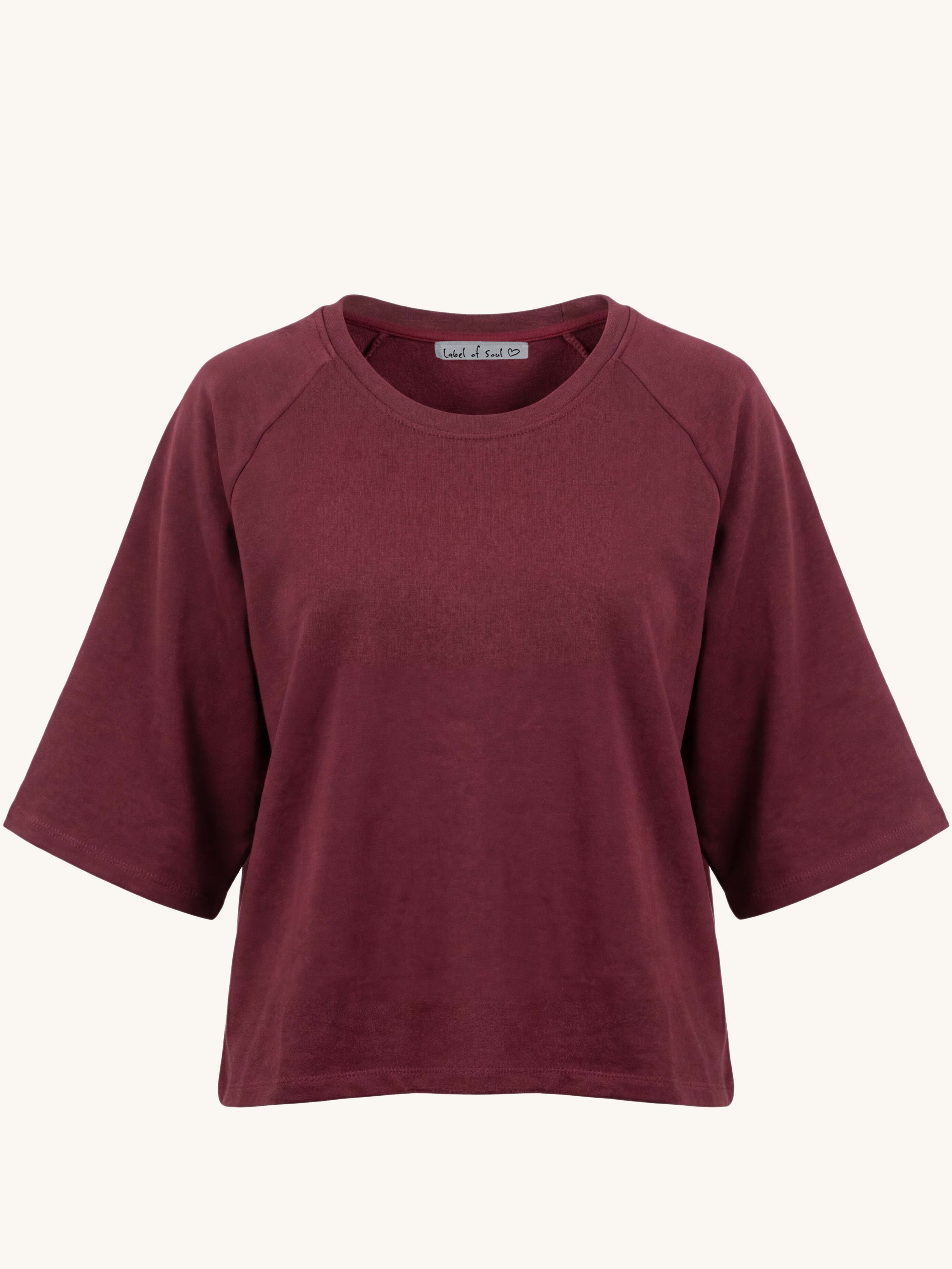 Basic Oversize Kurzarm Sweatshirt - LOUNGE - Merlot