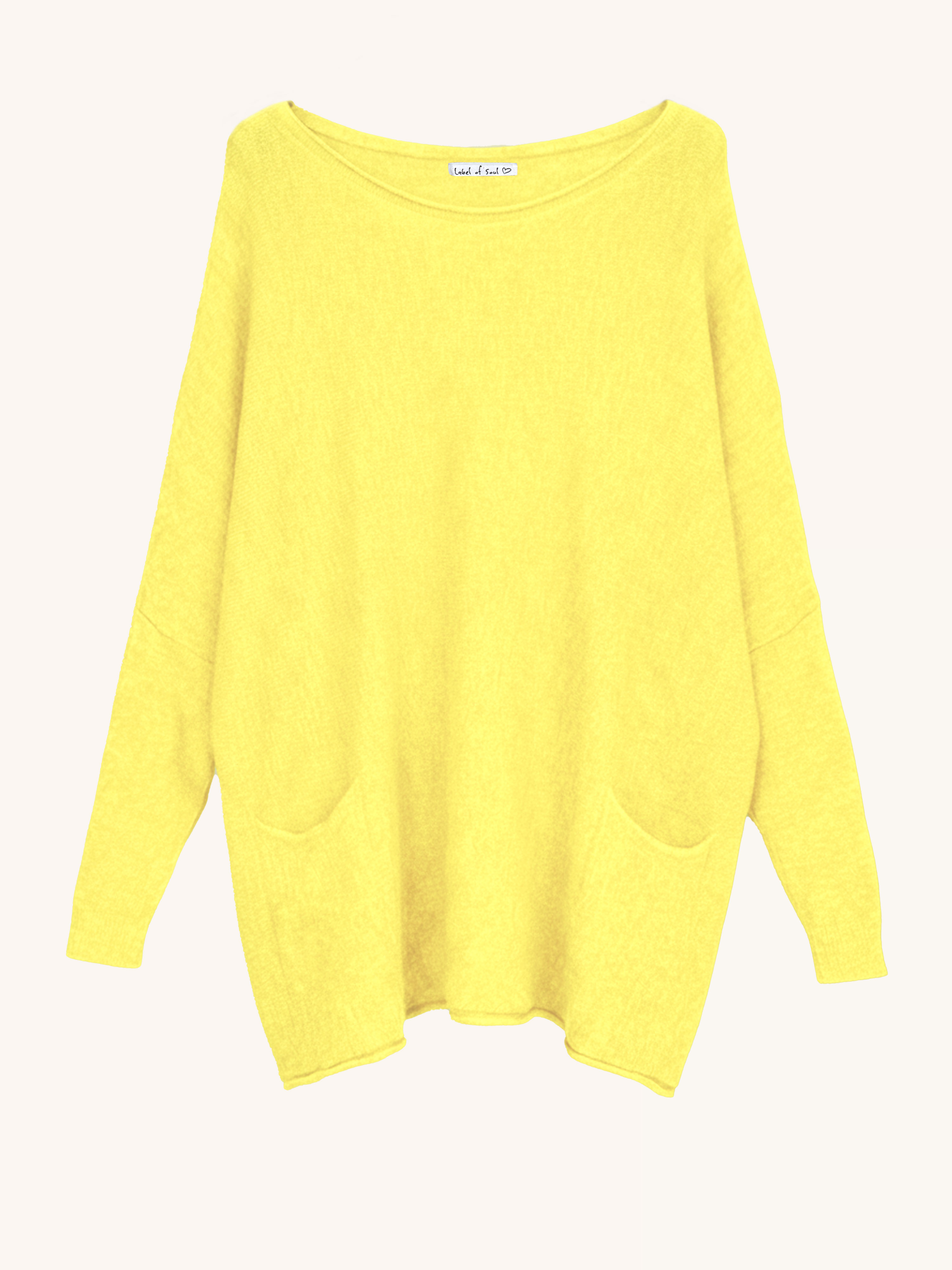 Oversize Viskose Pullover mit Taschen - Gelb