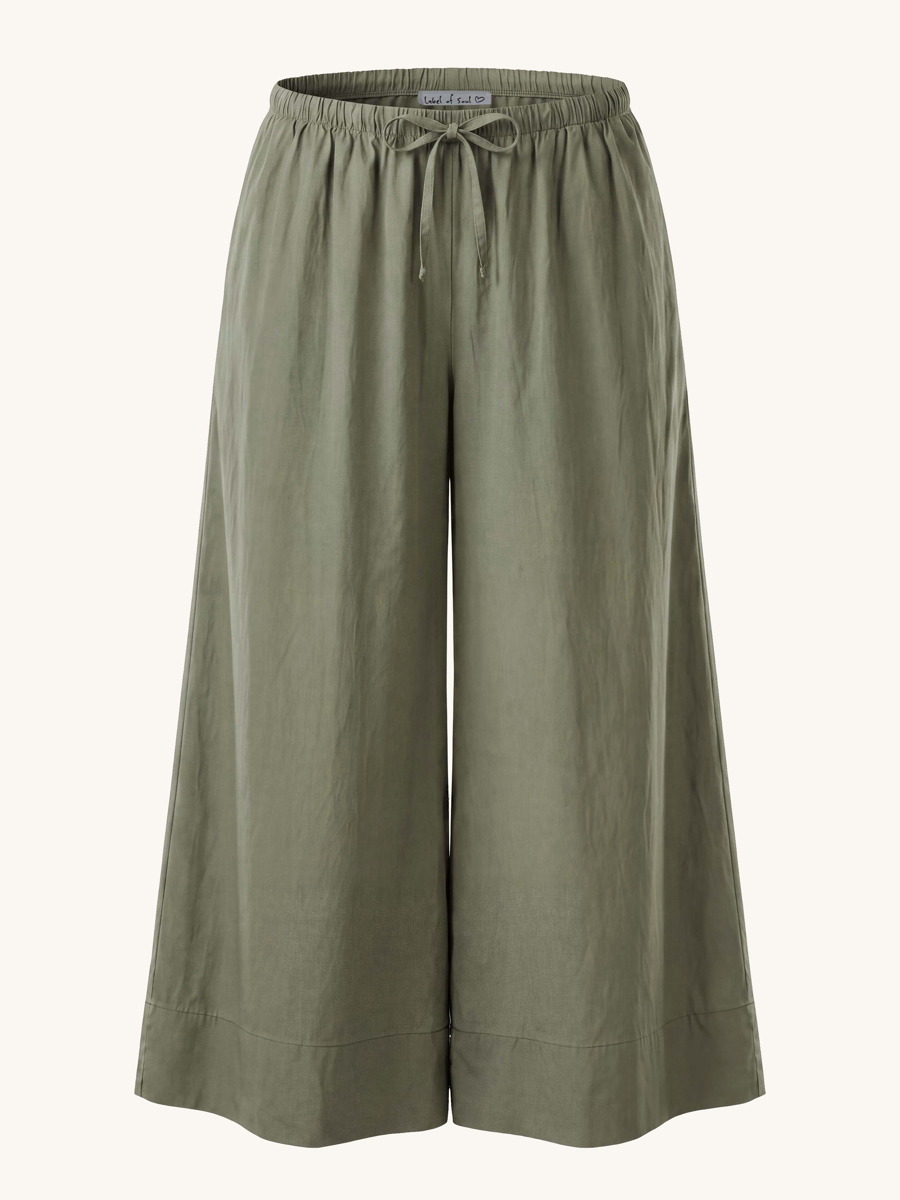 Basic Oversize Cotton Palazzo Hose - Matcha