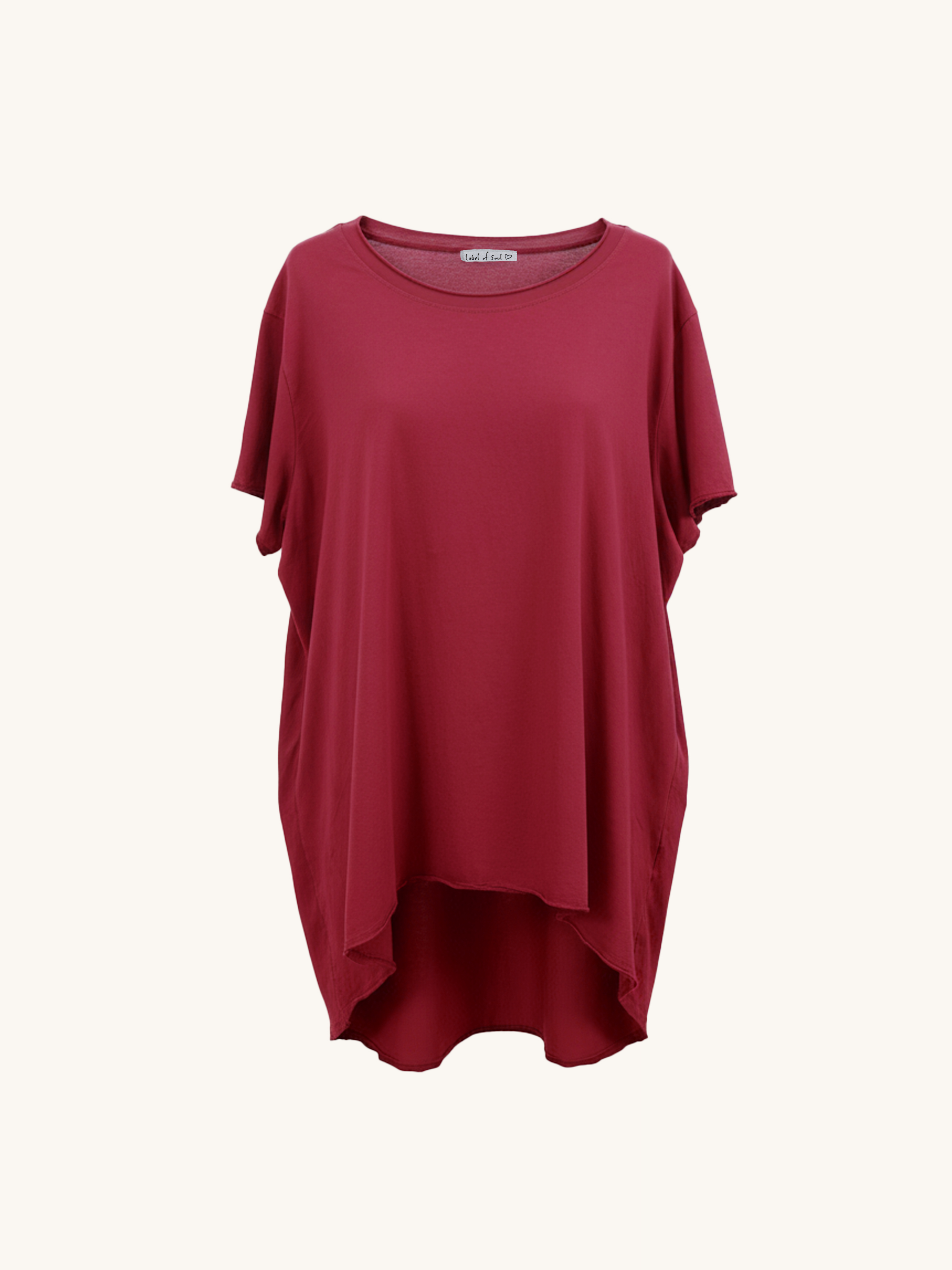 Basic Vokuhila Kurzarmshirt - Burgundy