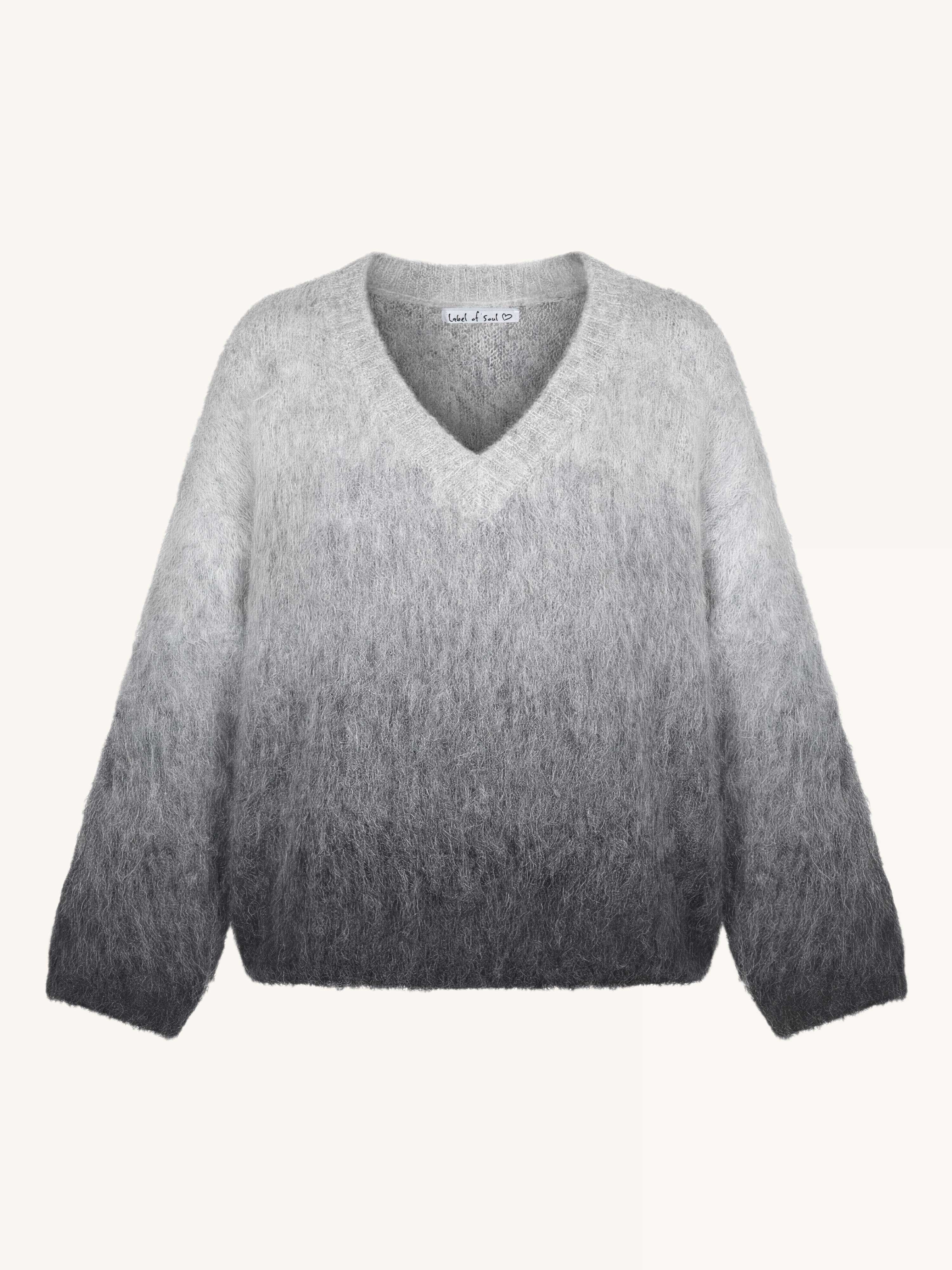 Strickpullover mit V-Ausschnitt - Grau