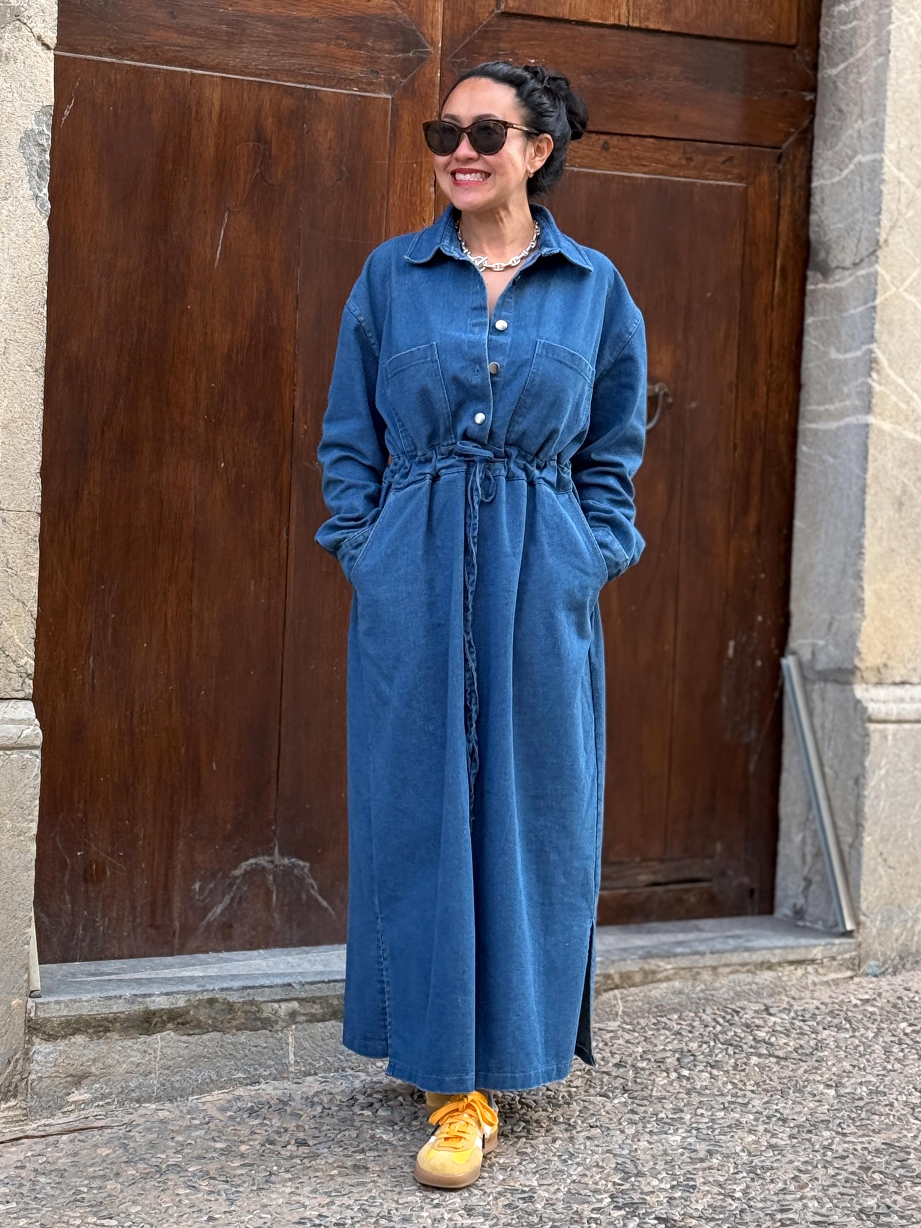 Jeans Kleid mit Gürtel - Medium Blue