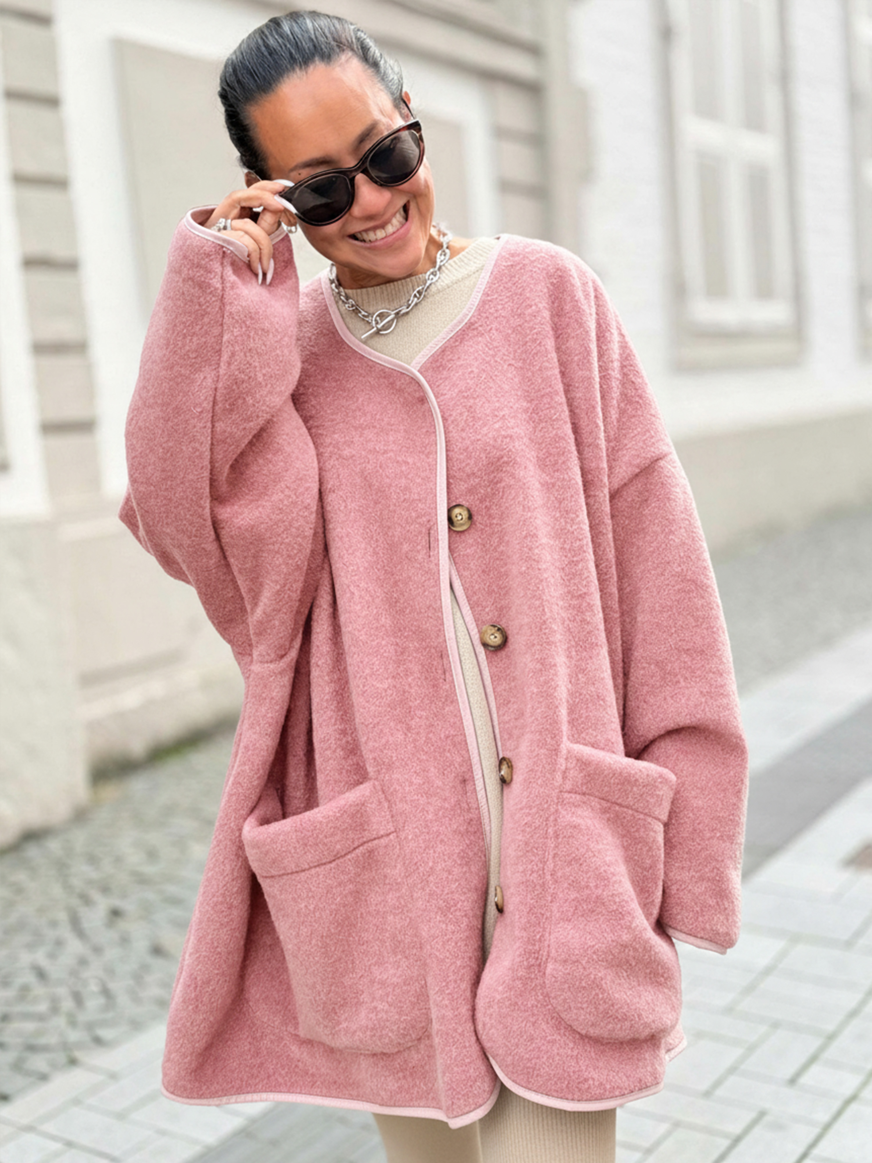 Oversize Jacke Button - SIGNATURE - Blush