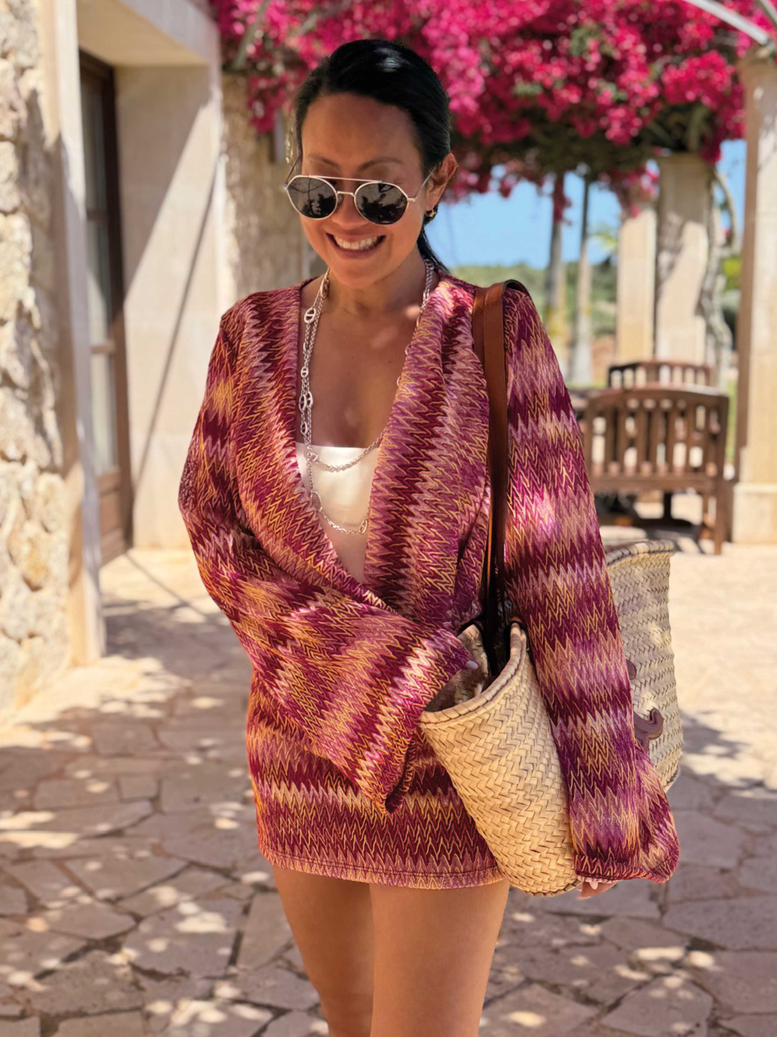 Bluse mit Wasserfallausschnitt - IBIZA BREEZE - Velvet Sunset
