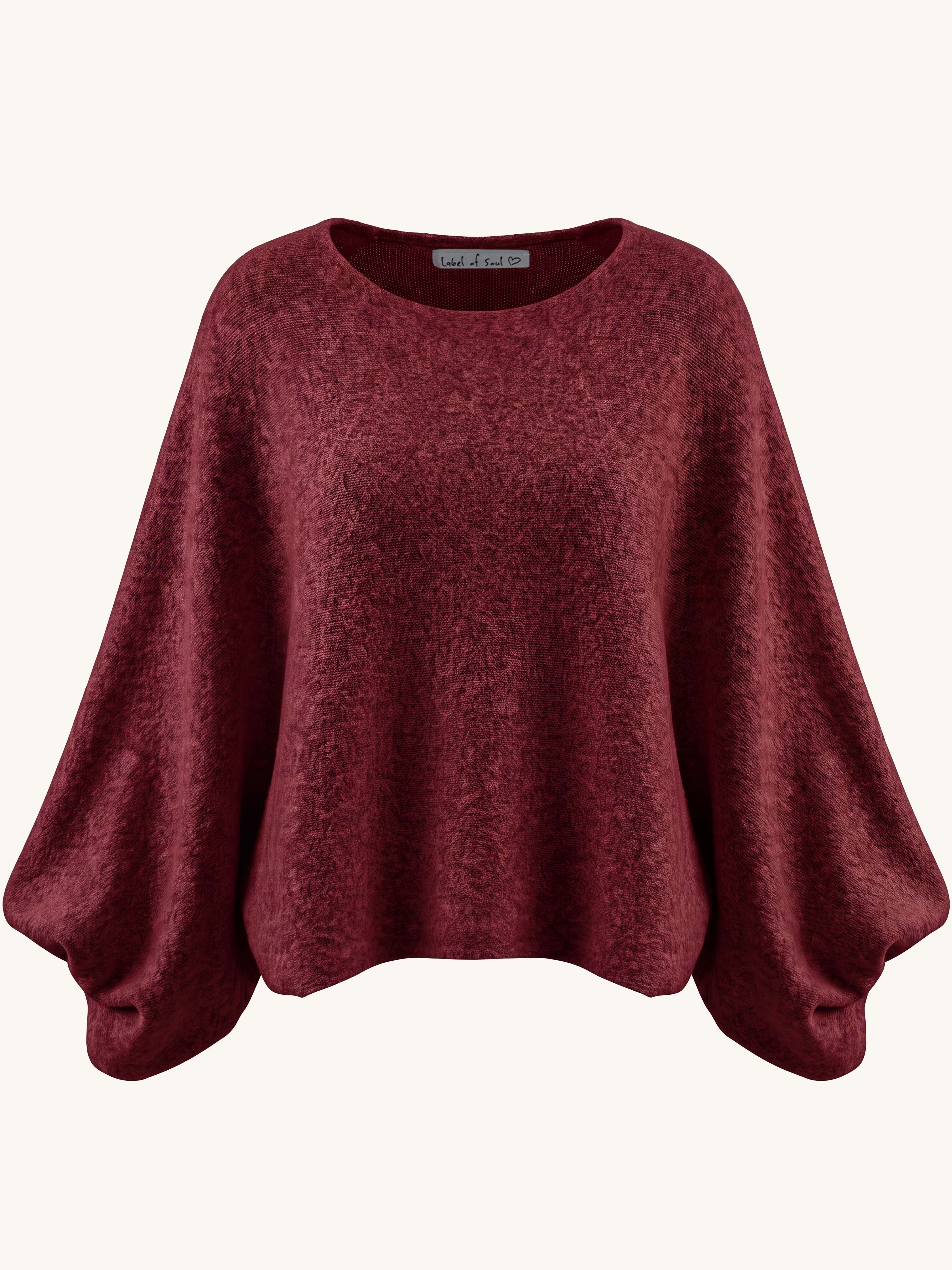 Soft Fledermaus-Strickpullover mit Alpakawollanteil - Burgundy