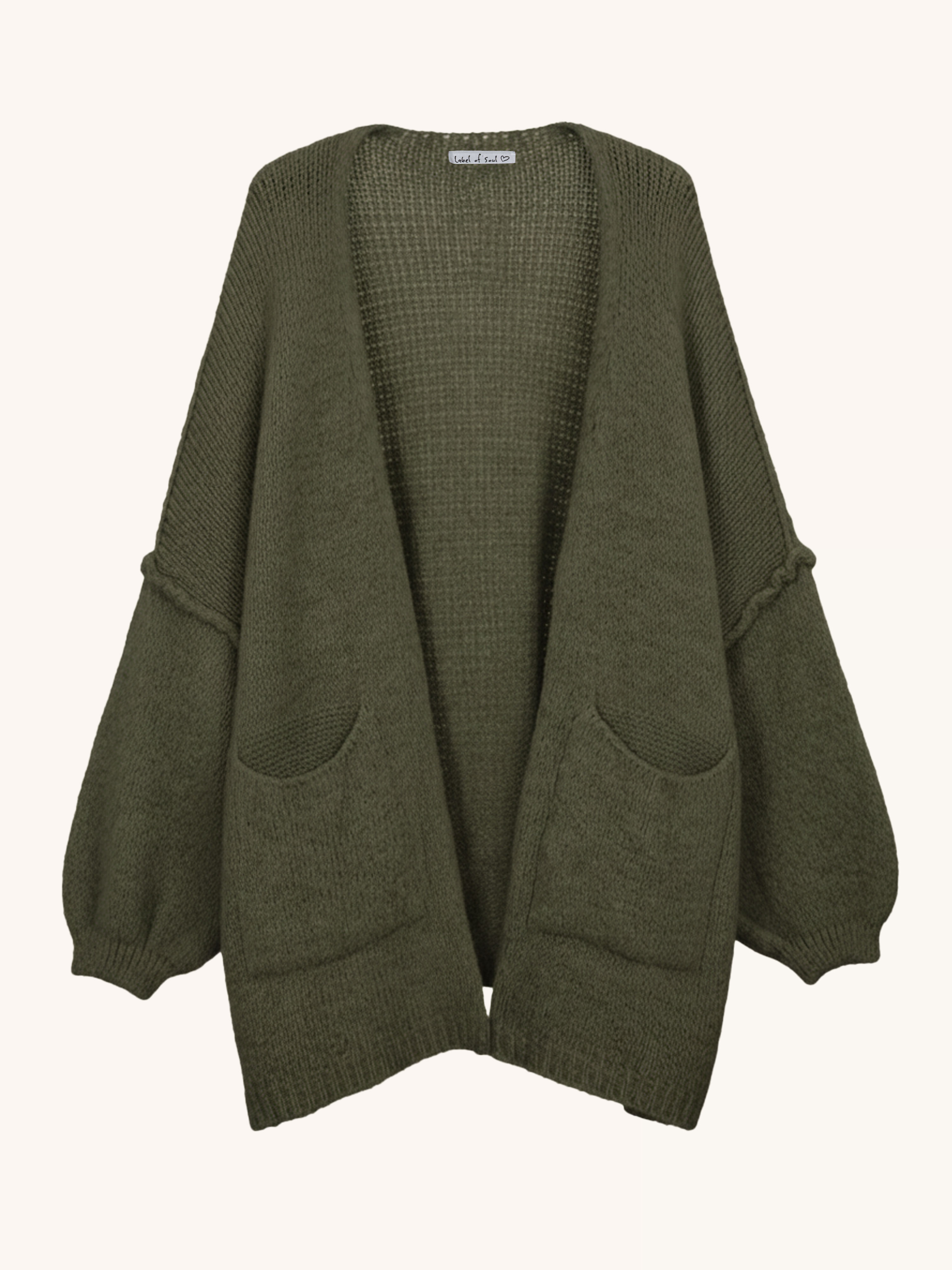 Oversize Cardigen mit Taschen - FLAUSCHI - Olive