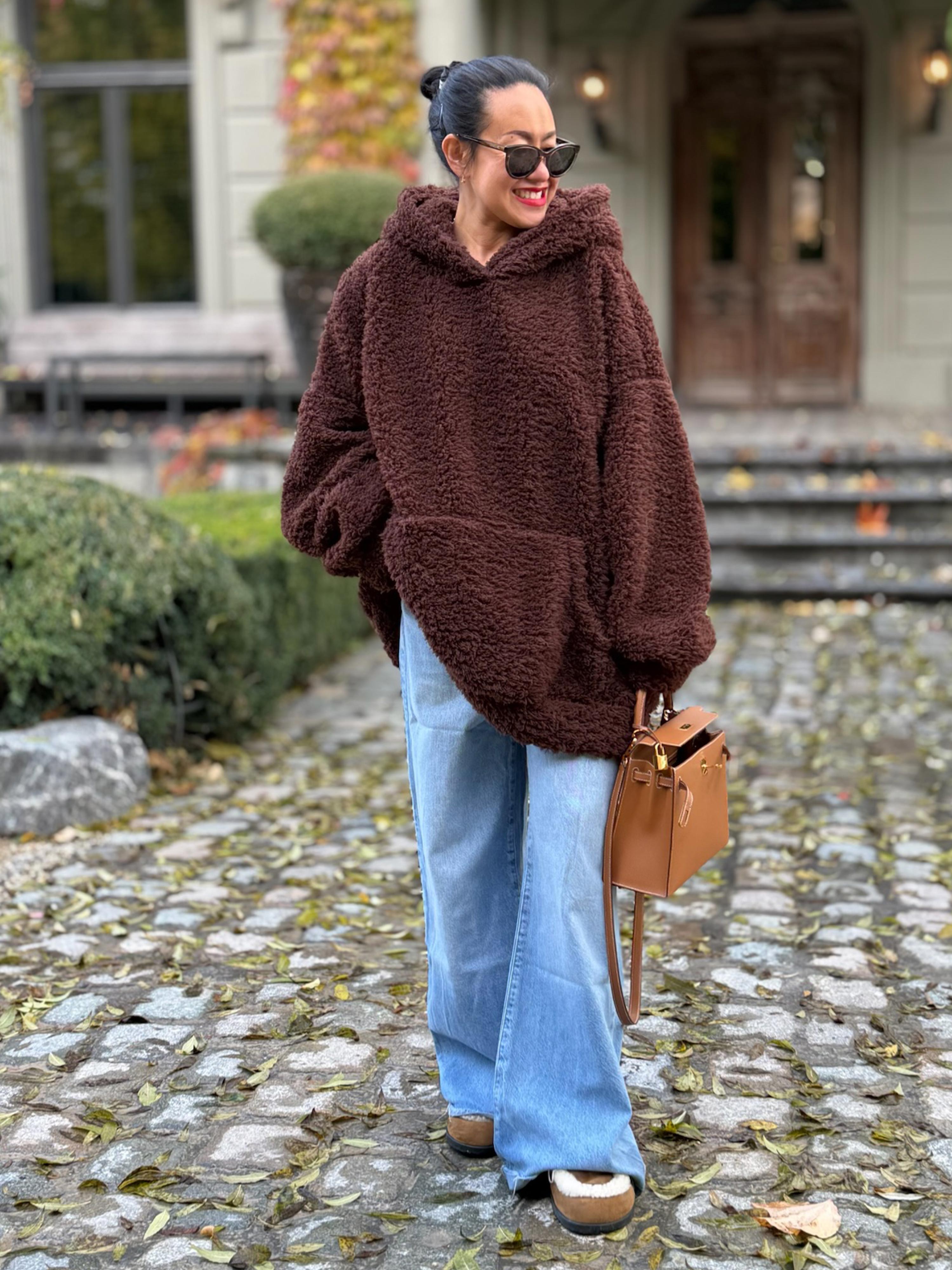 Oversize Teddylook Hoodie - Schoko