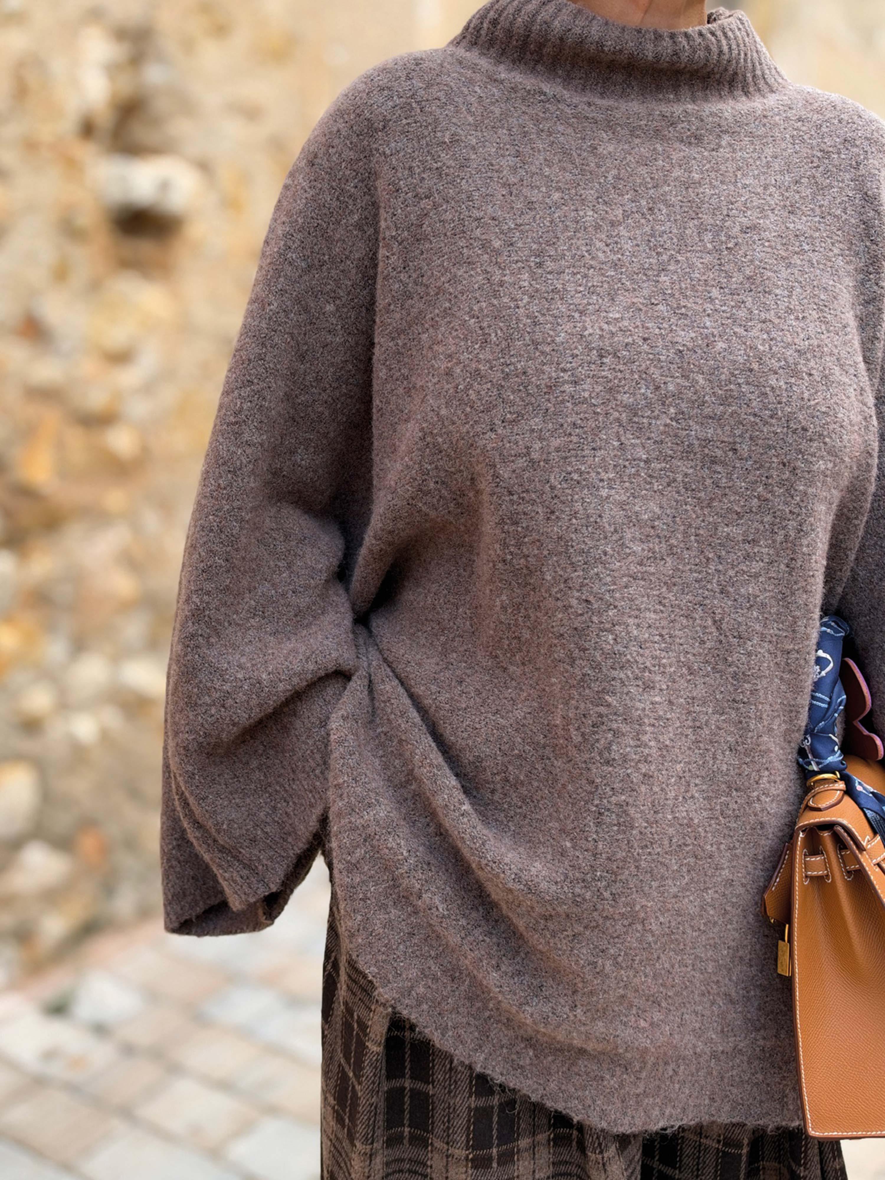 Soft Alpaka Oversize Strickpullover mit Stehkragen - Fango