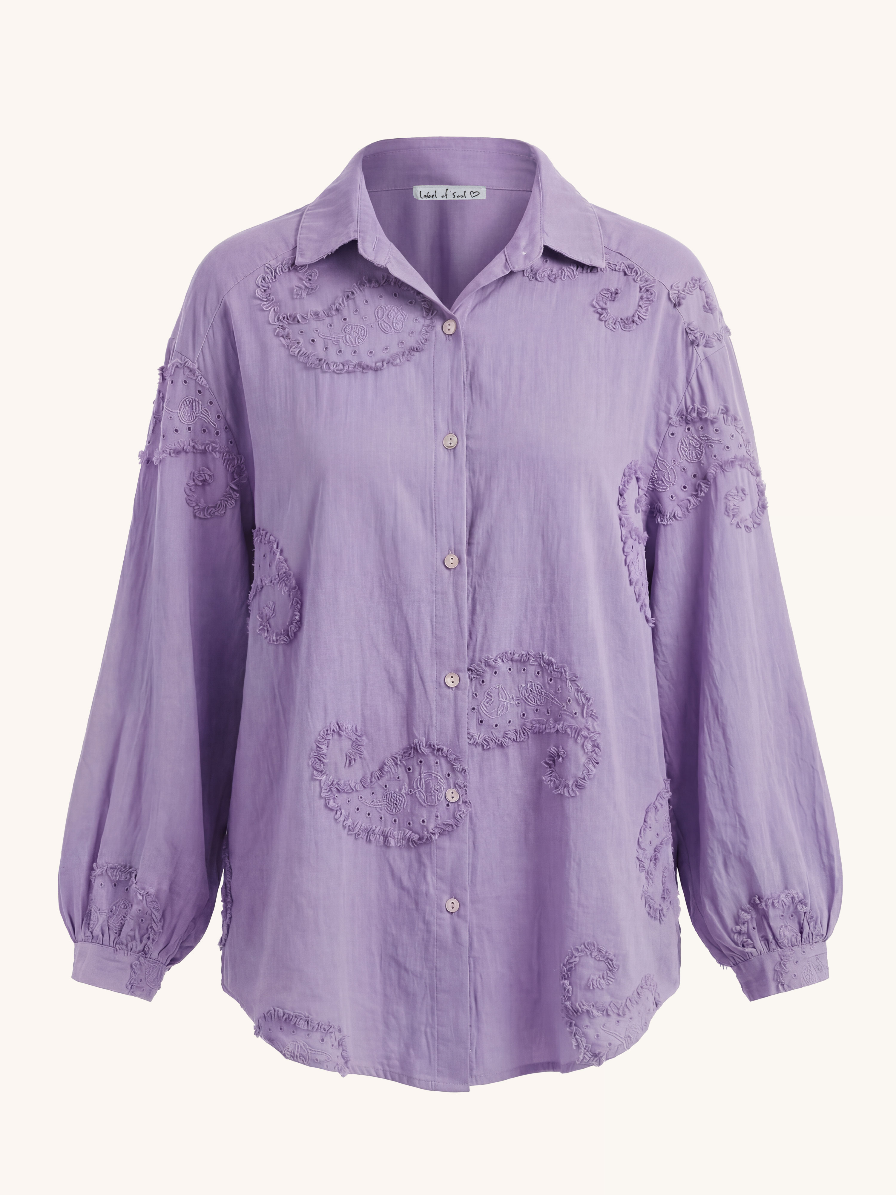 Cotton Oversize Midi Bluse - OHANA - Flieder