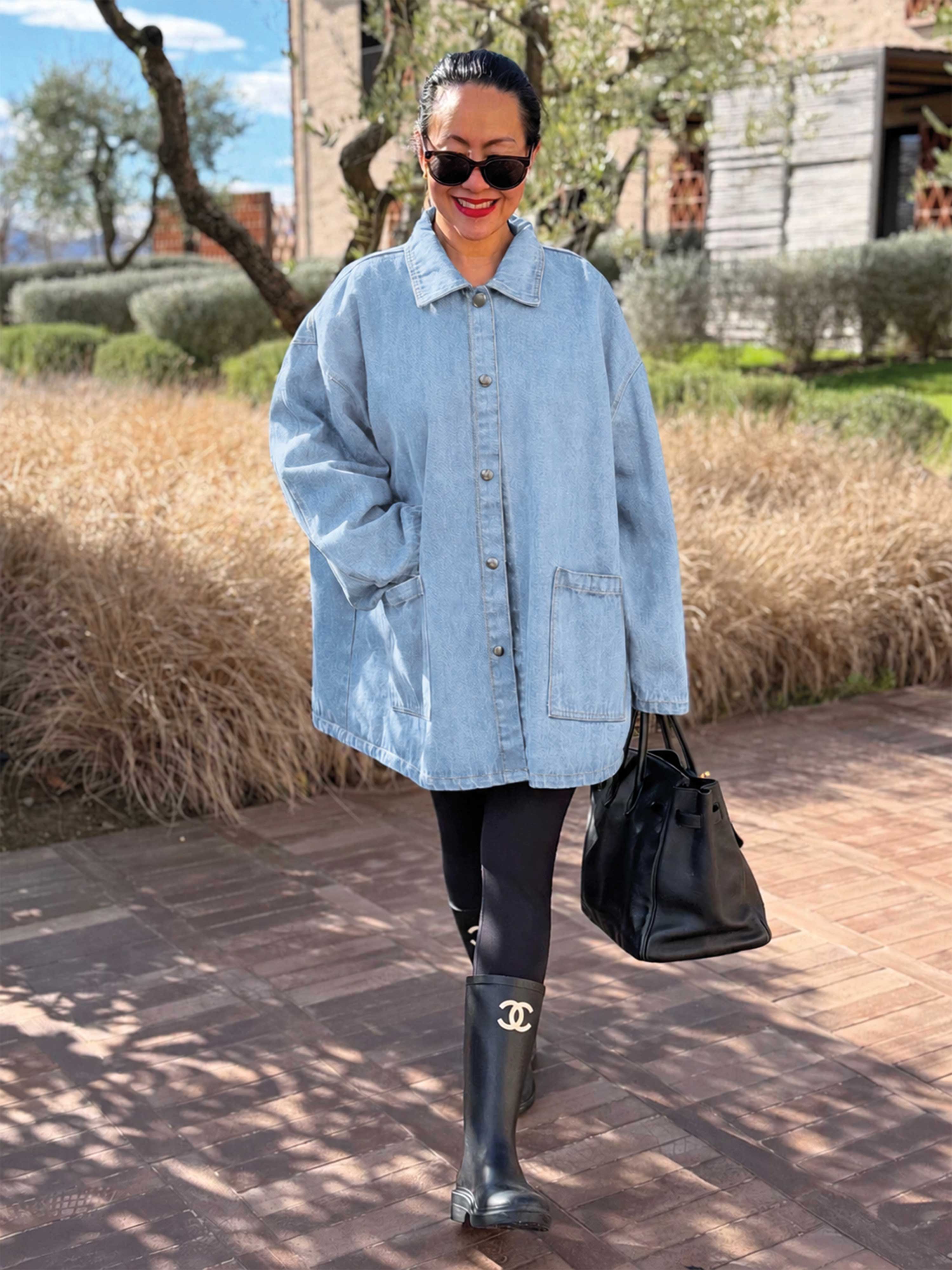 Denim Overshirt Jacke mit Taschen - Light Blue