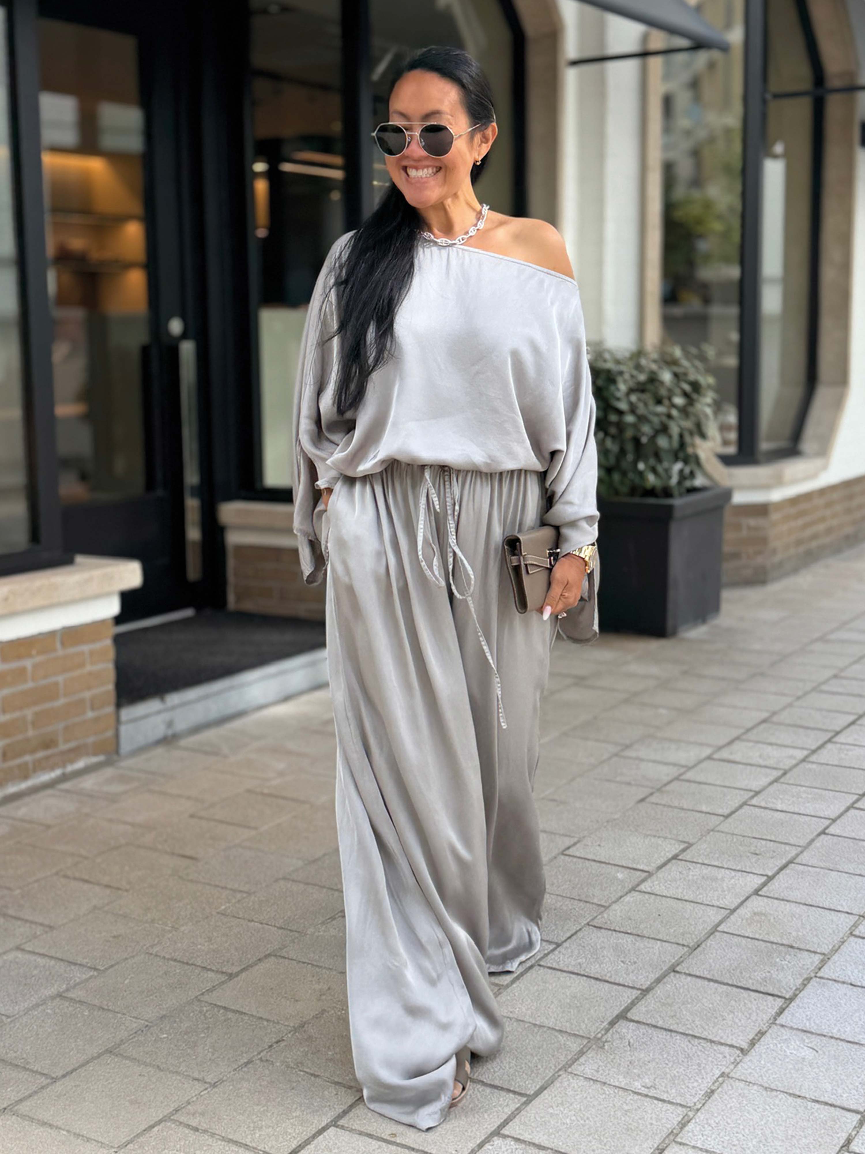 Viskose Palazzo Hose - ELEGANCE - Taupe