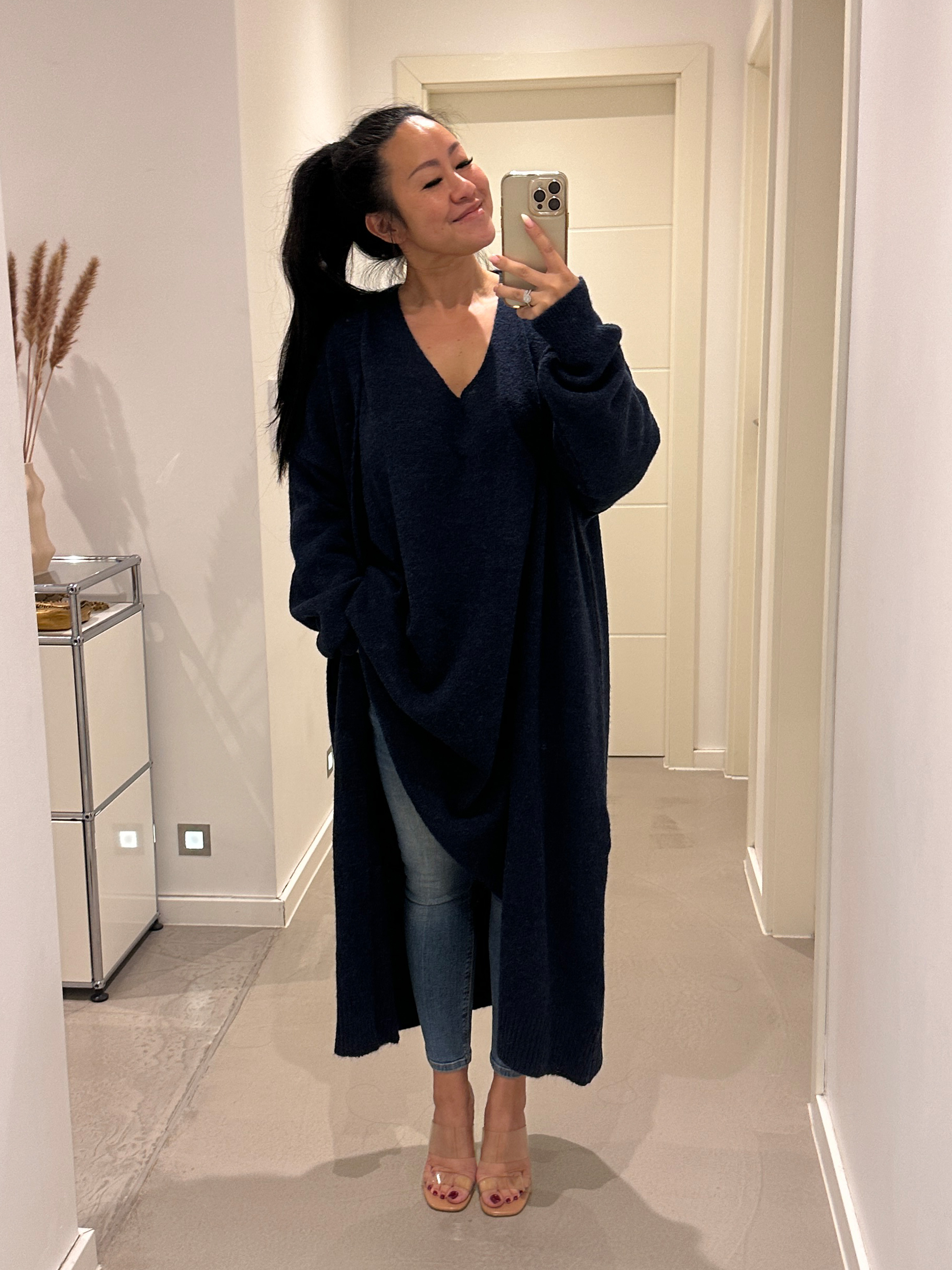 Strickjacke mit Gürtel - Midnight Blue