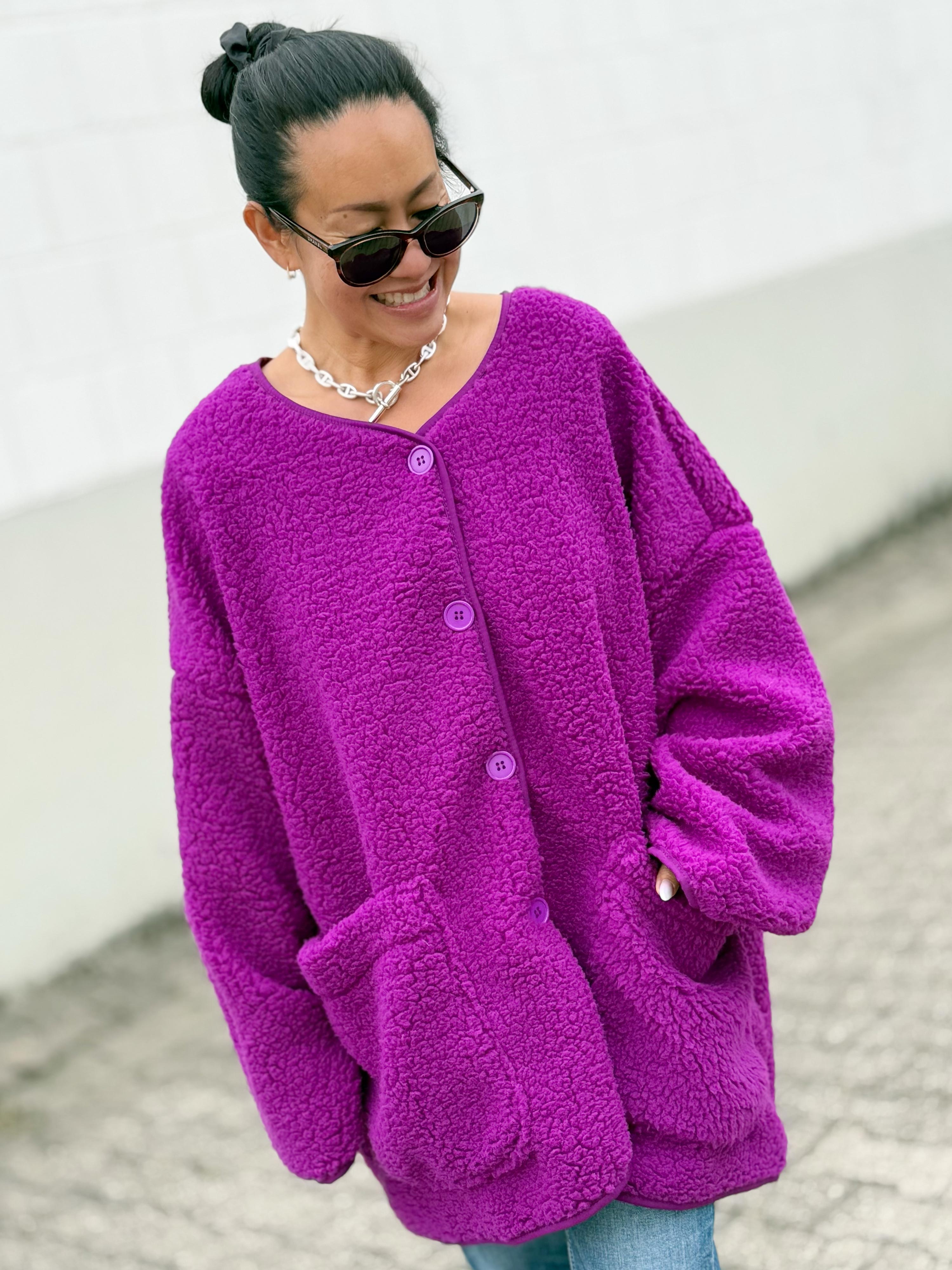 Teddylook Oversize Jacke - ICON - Lila