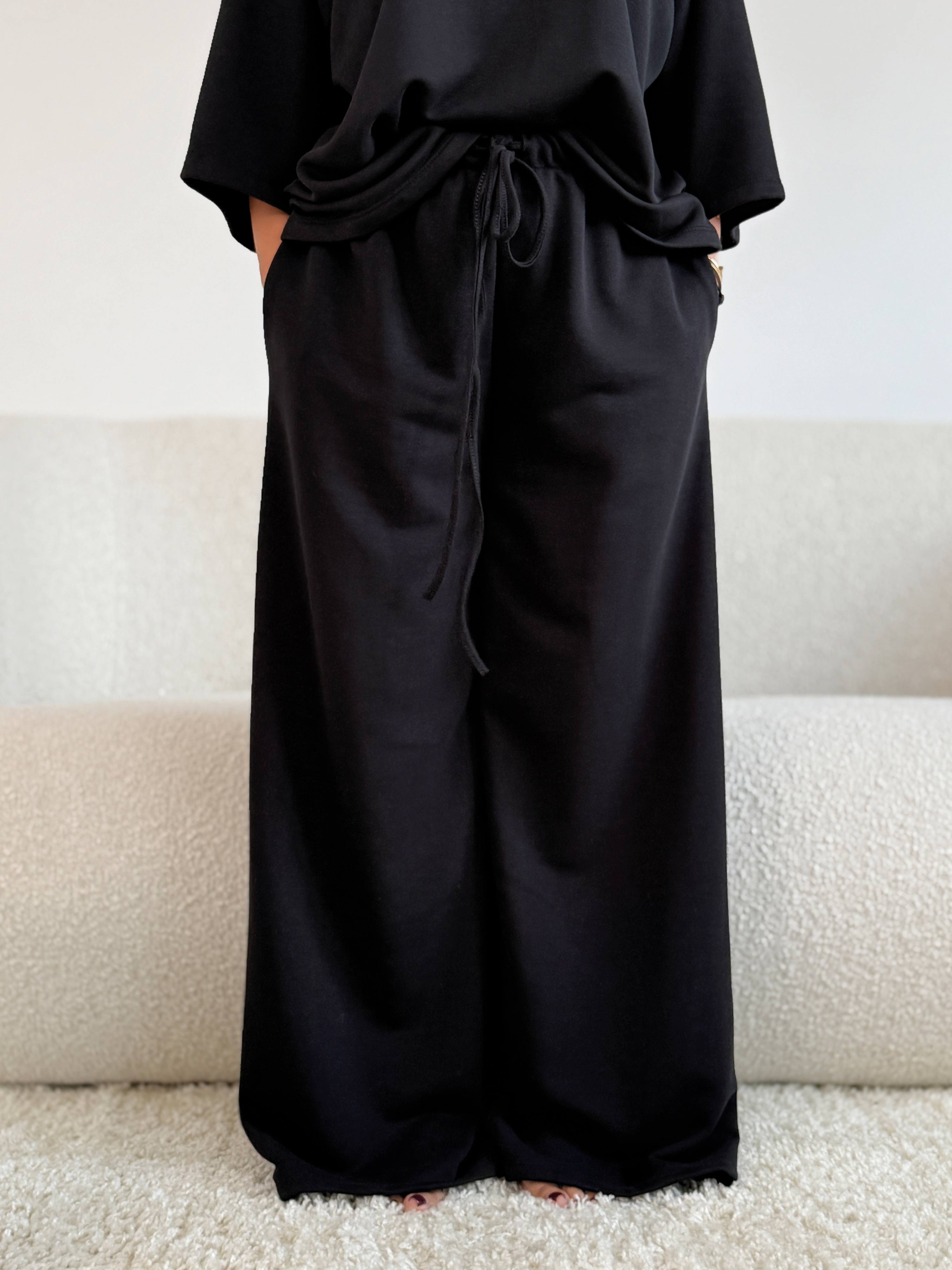 Basic Oversize Palazzo Hose - CURVY - Schwarz