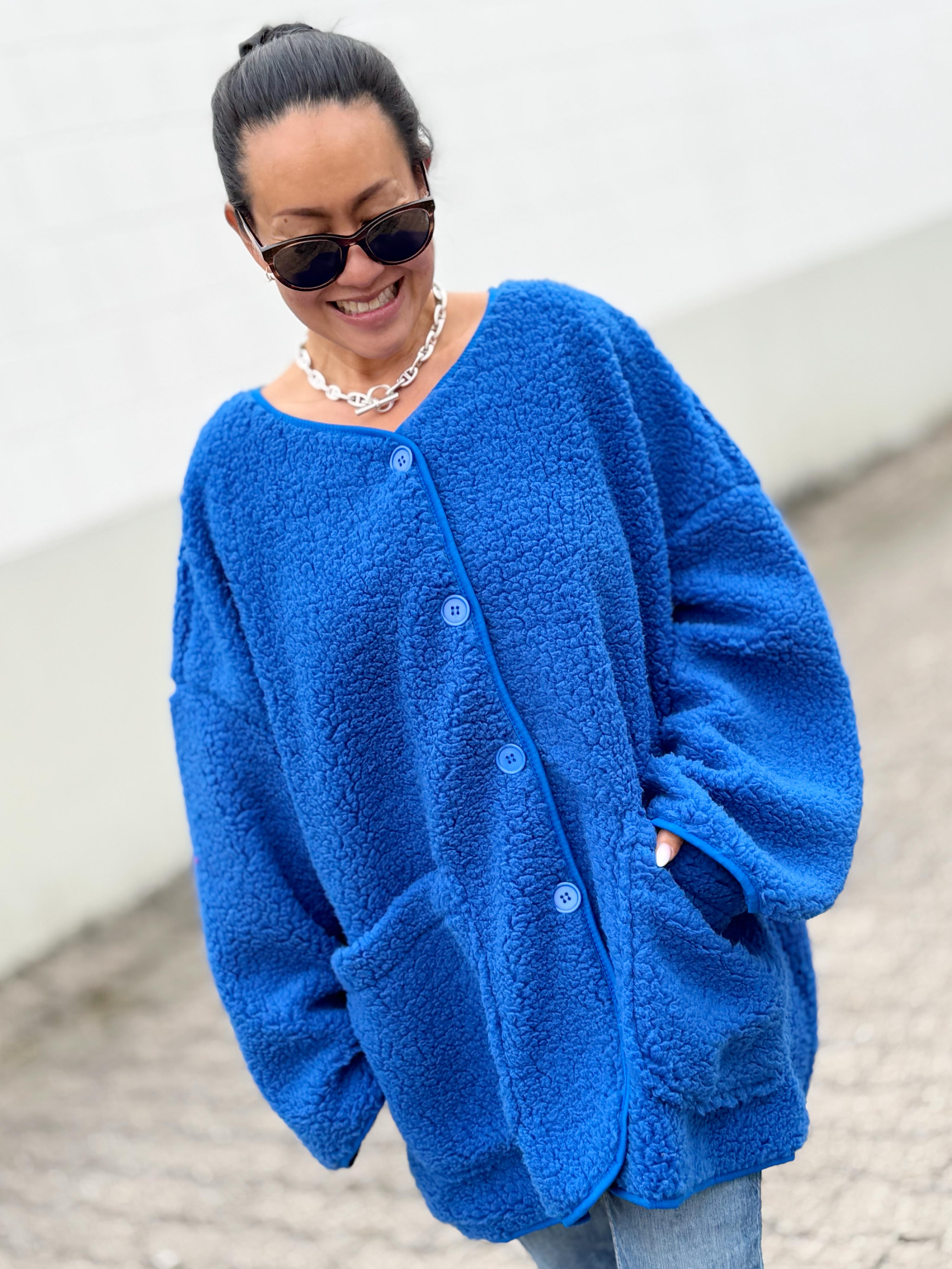 Teddylook Oversize Jacke - ICON - Royalblau