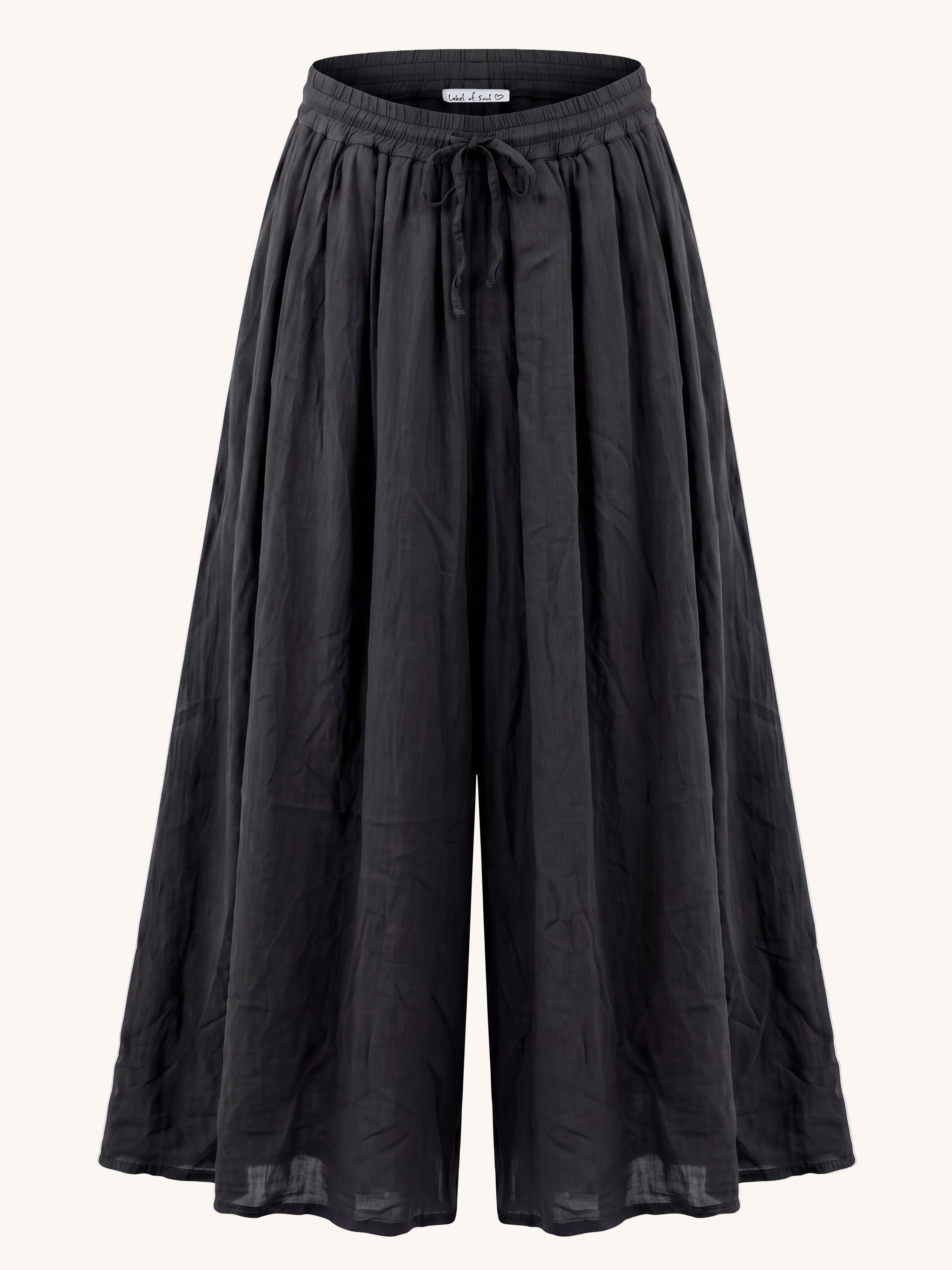 Cotton Oversize Culotte Hose - Schwarz