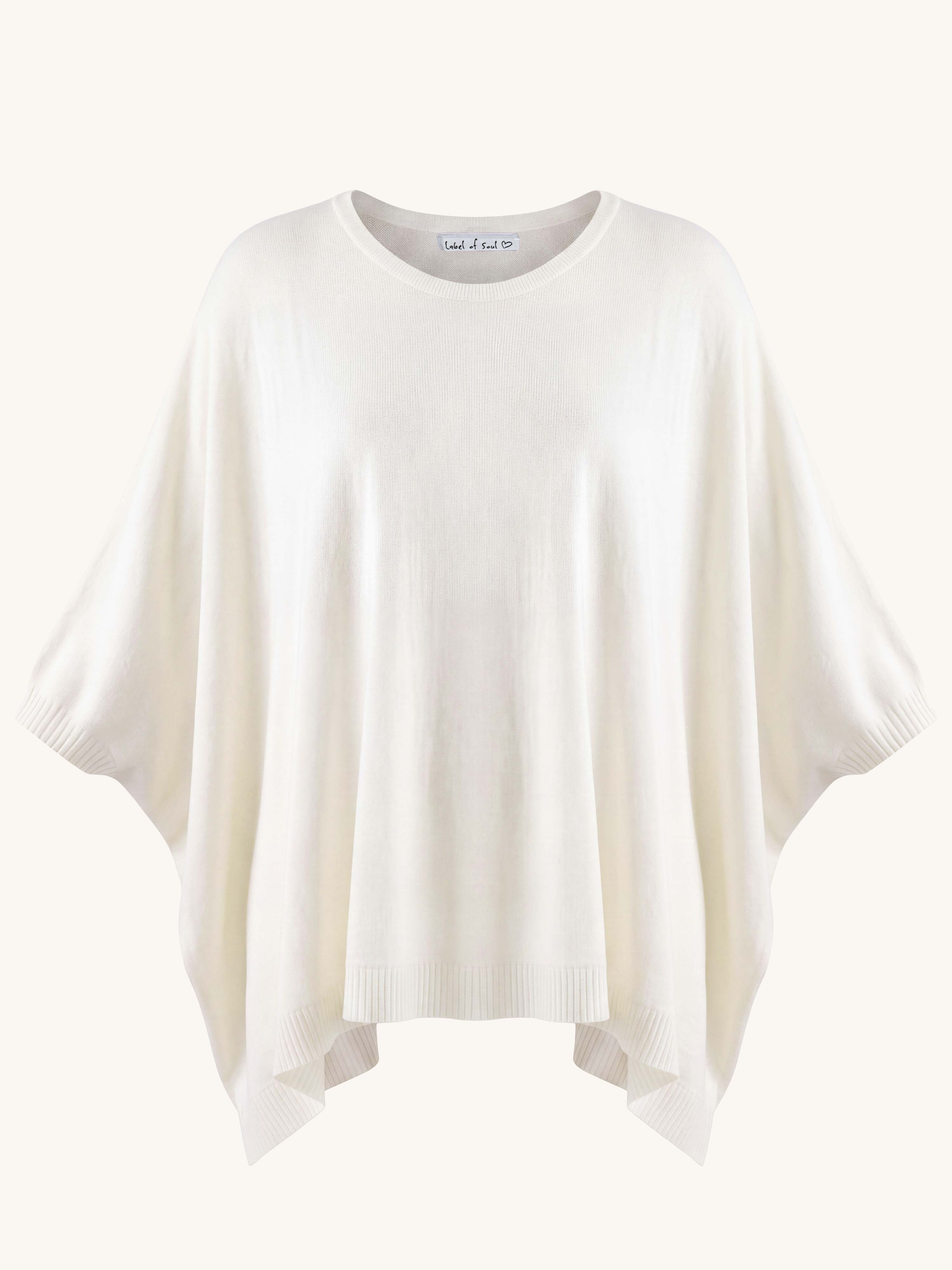 Oversize Viskose Kurzarm Poncho CURVY - Creme