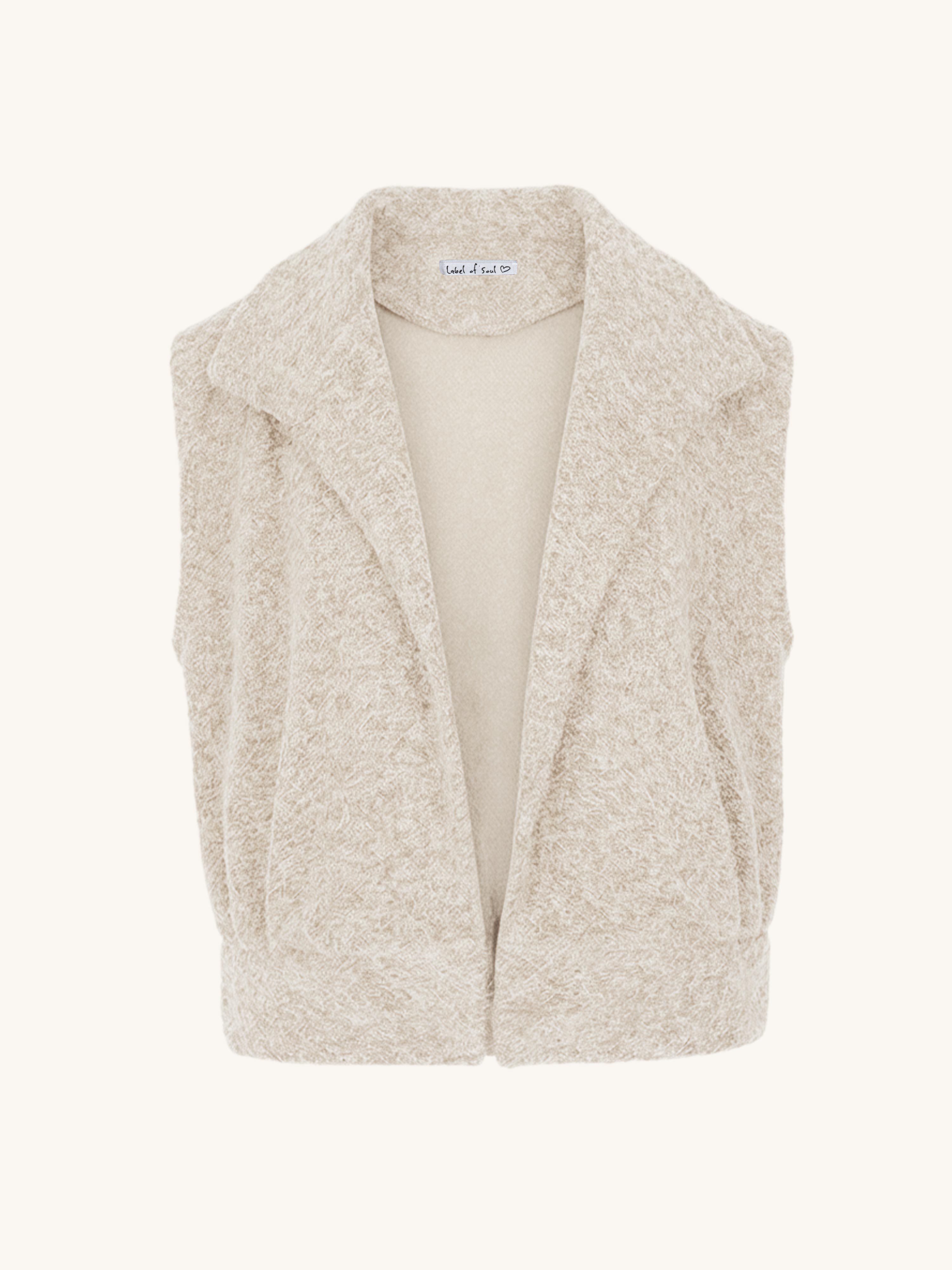 Oversize Bouclé Weste mit Kragen - HENRY - Oatmeal