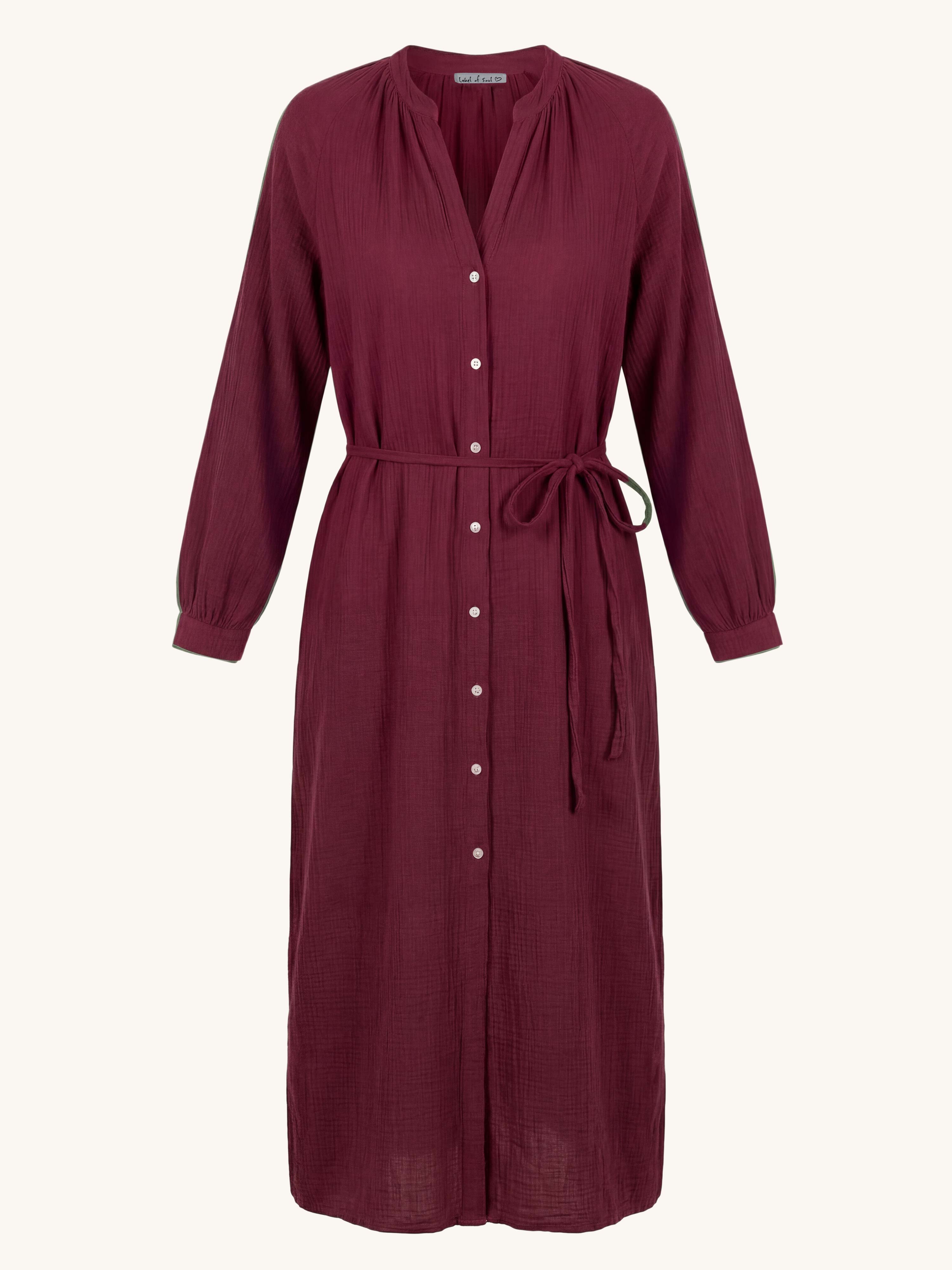 Musselin Oversize Kleid mit Gürtel - CURVY - Burgundy