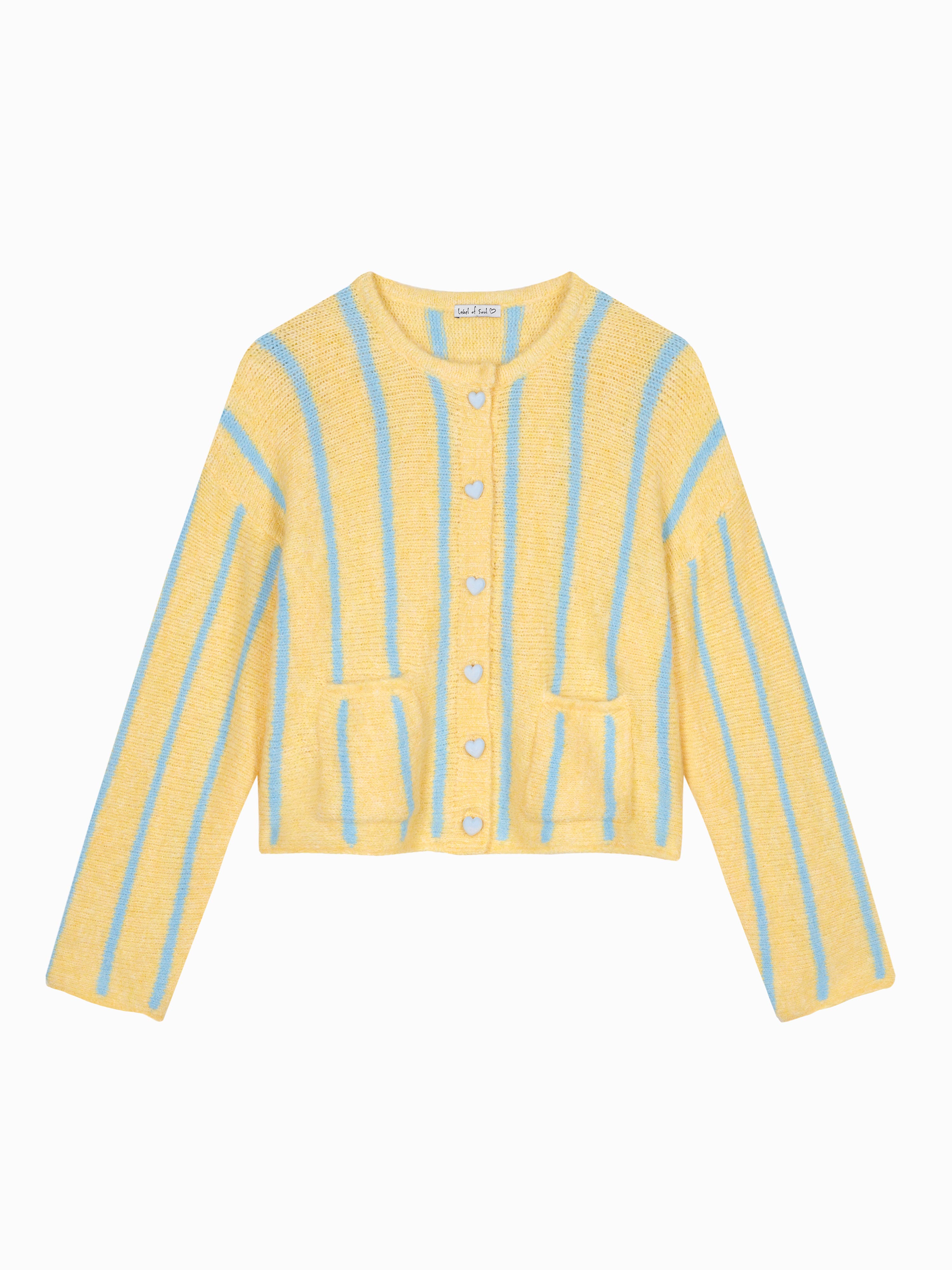 Gestreifte Strickjacke - LOVELY - Gelb/Blau Gestreifte Strickjacke - LOVELY - Gelb/Blau