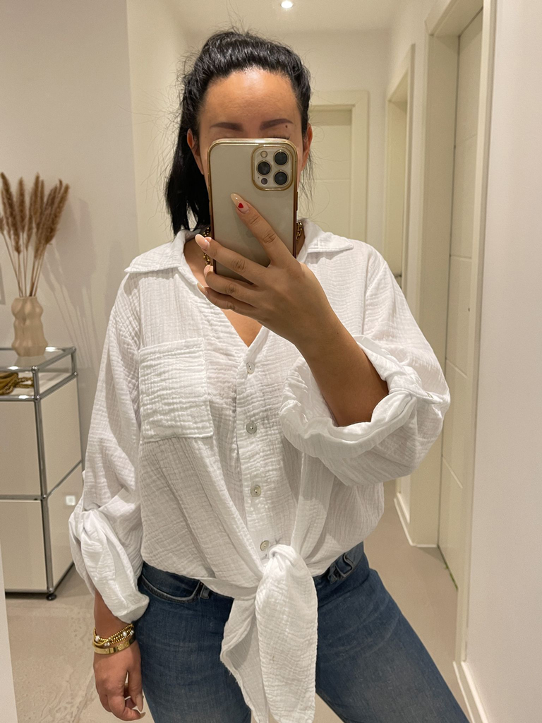 weiße bluse knoten