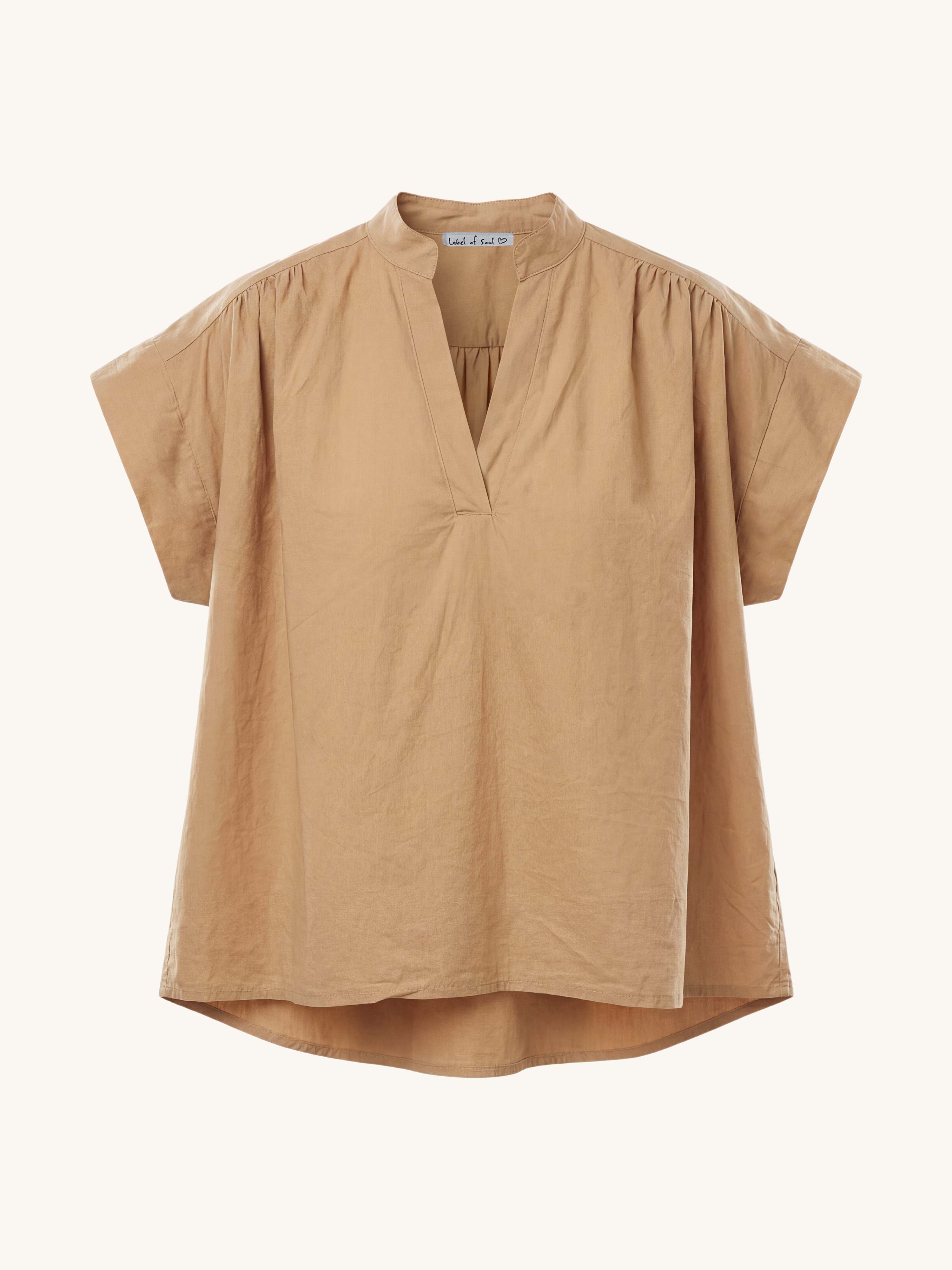 Cotton Vokuhila Bluse Midi - Camel