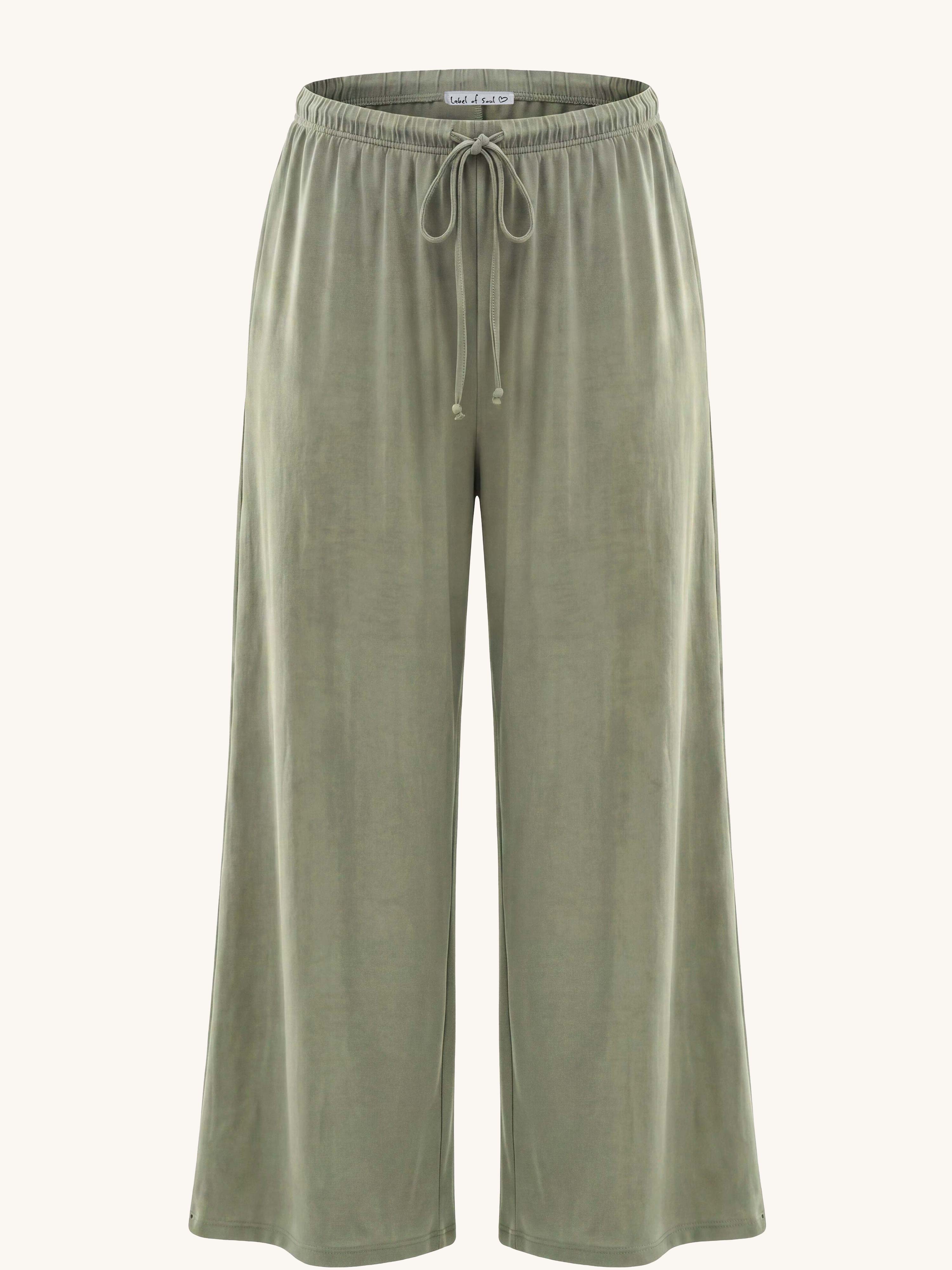 Basic Oversize Loungewear Palazzo Hose - LONG - Matcha