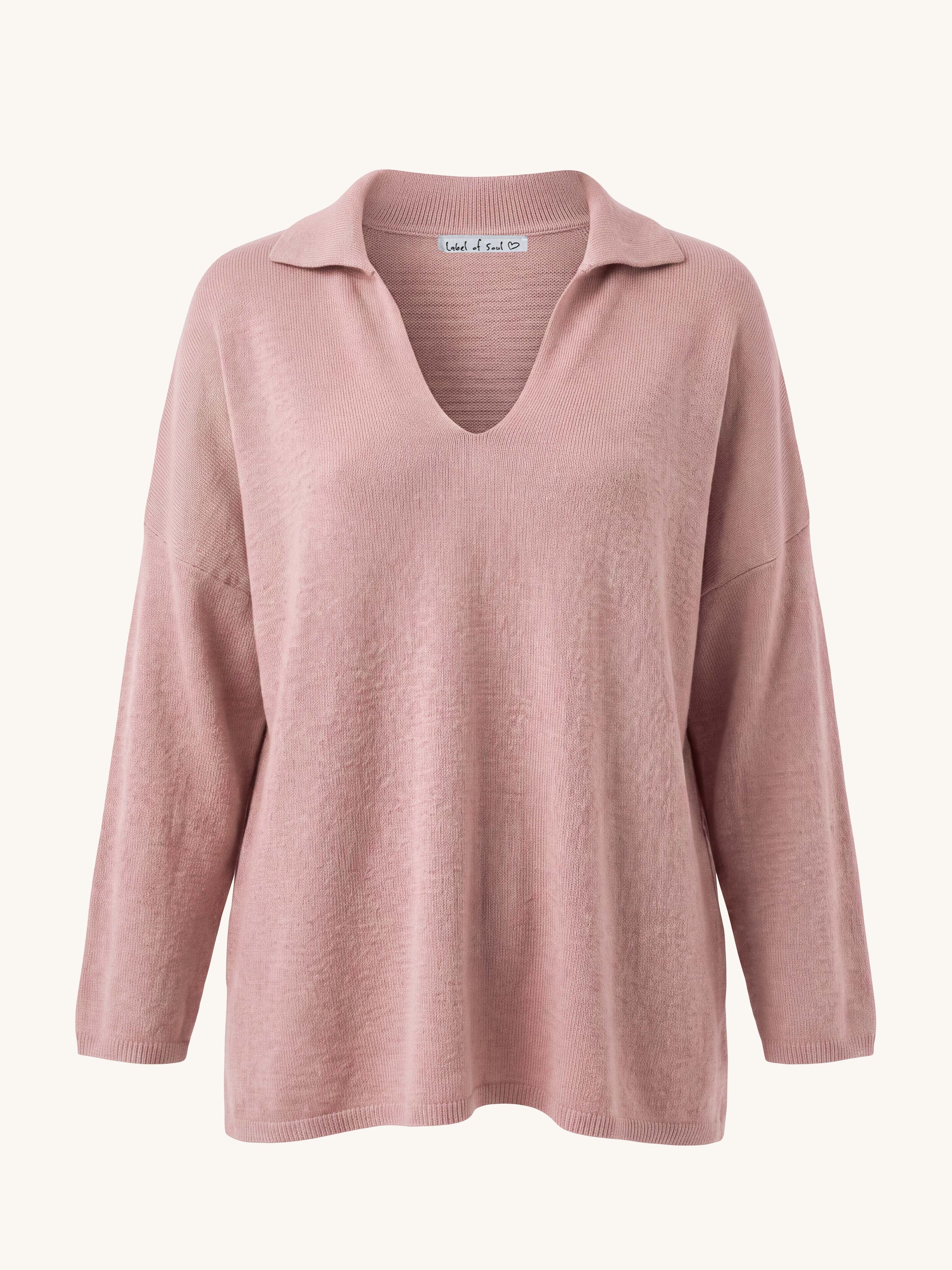 Viskose Pullover mit Kragen - Blush